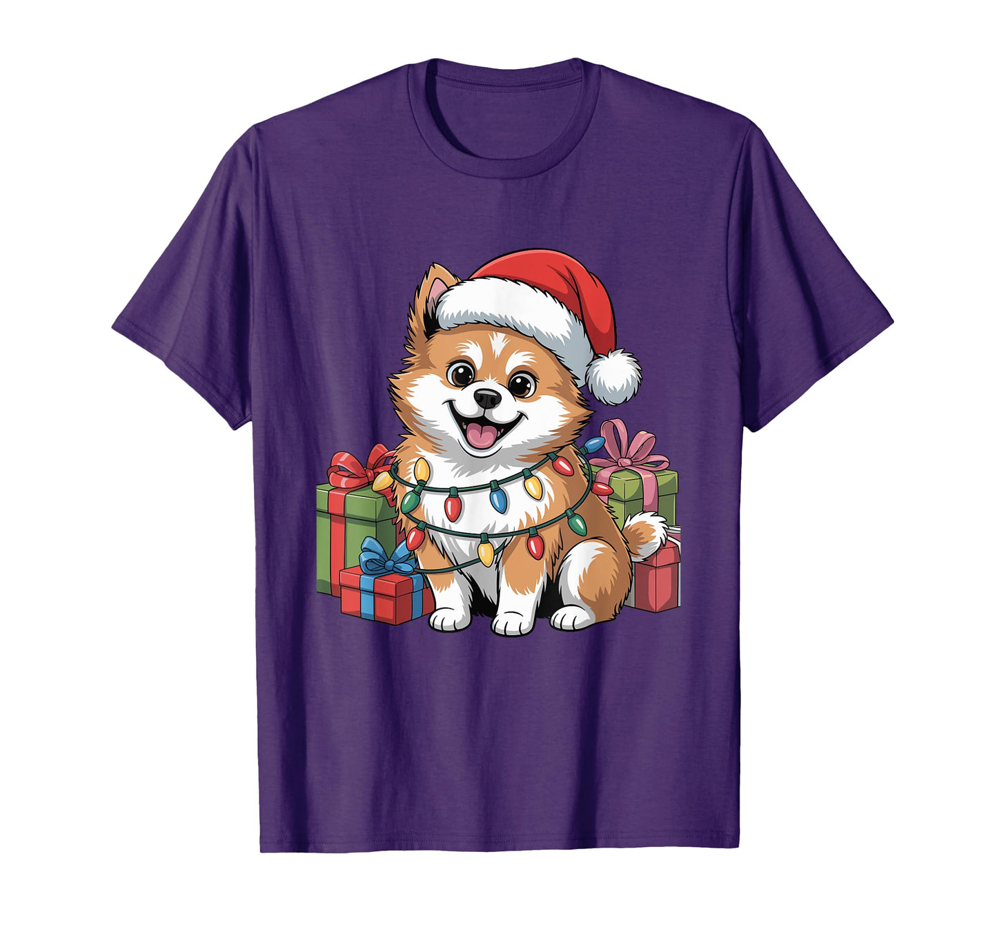 Cute Spitz Christmas Xmas Design Funny Dog Lover Holiday T-Shirt