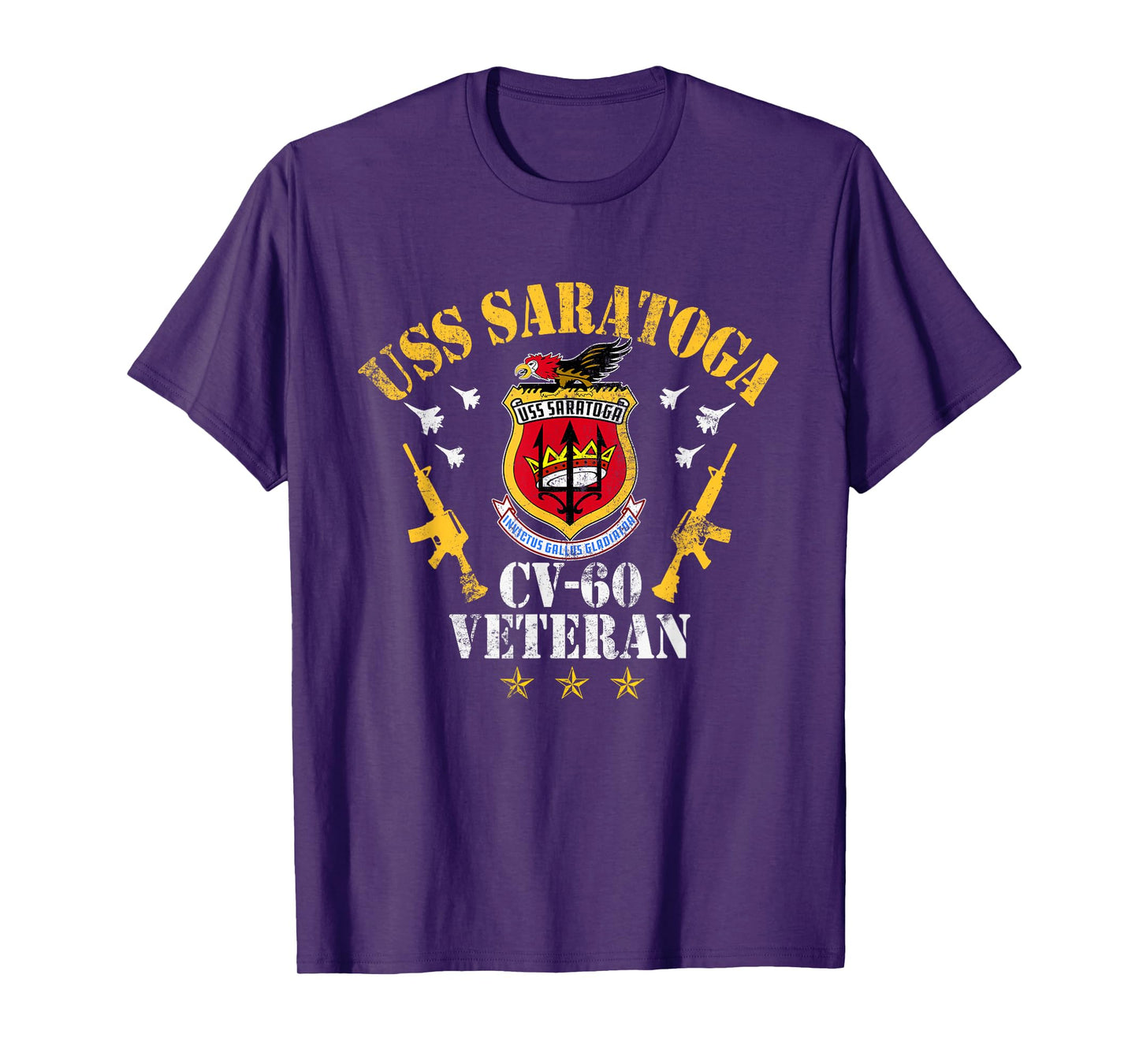 USS Saratoga CV-60 Aircraft Carrier Veteran Flag Vintage Men T-Shirt