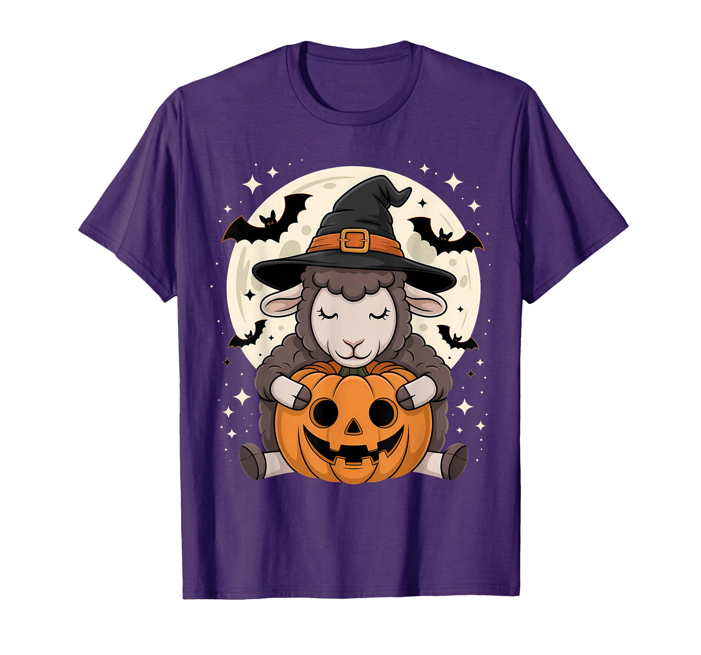 Halloween Sheep Witch Hat Pumpkin Spooky T-Shirt