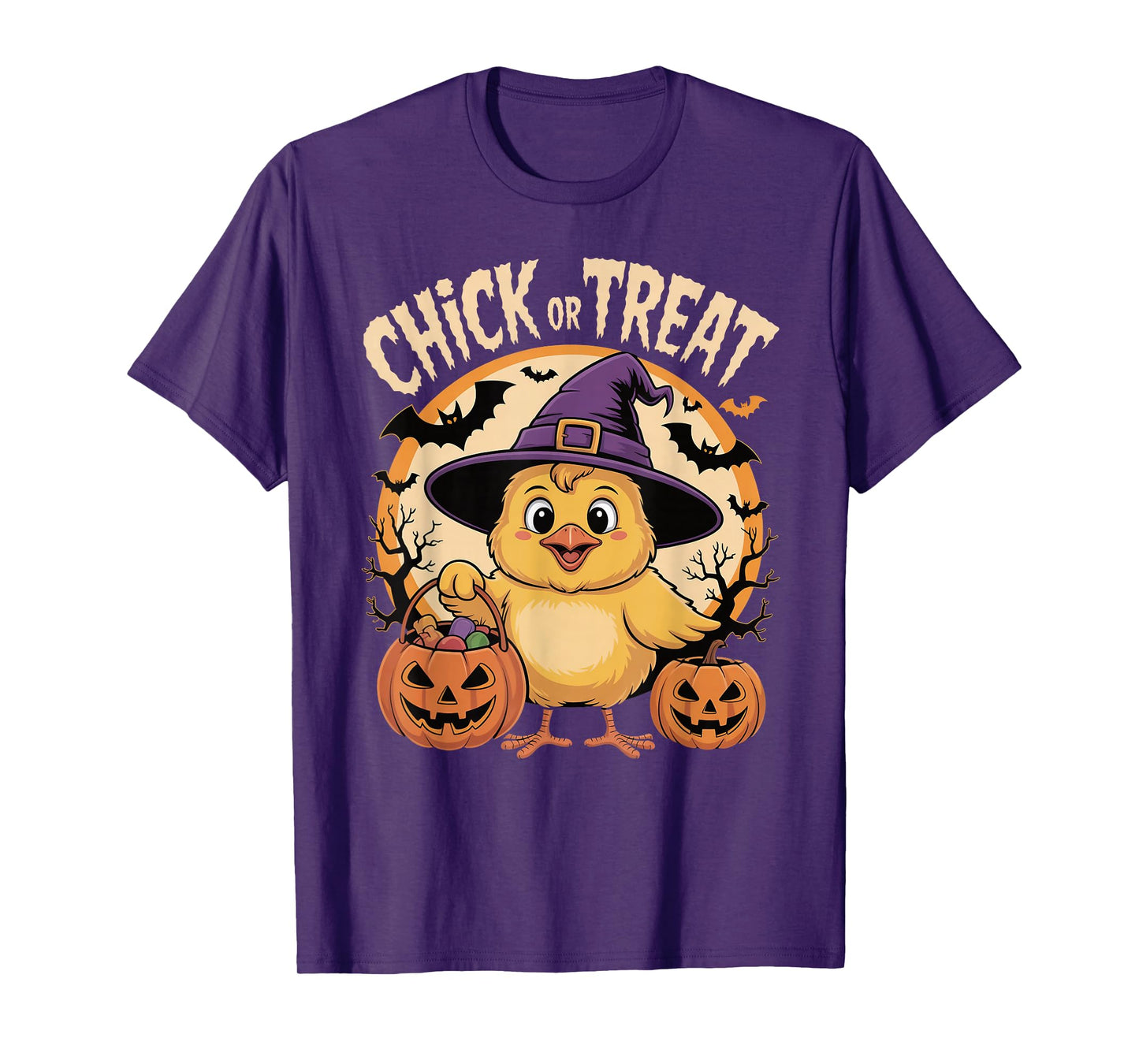 Chick or Treat Halloween Spooky Witch Funny Kids Costume T-Shirt