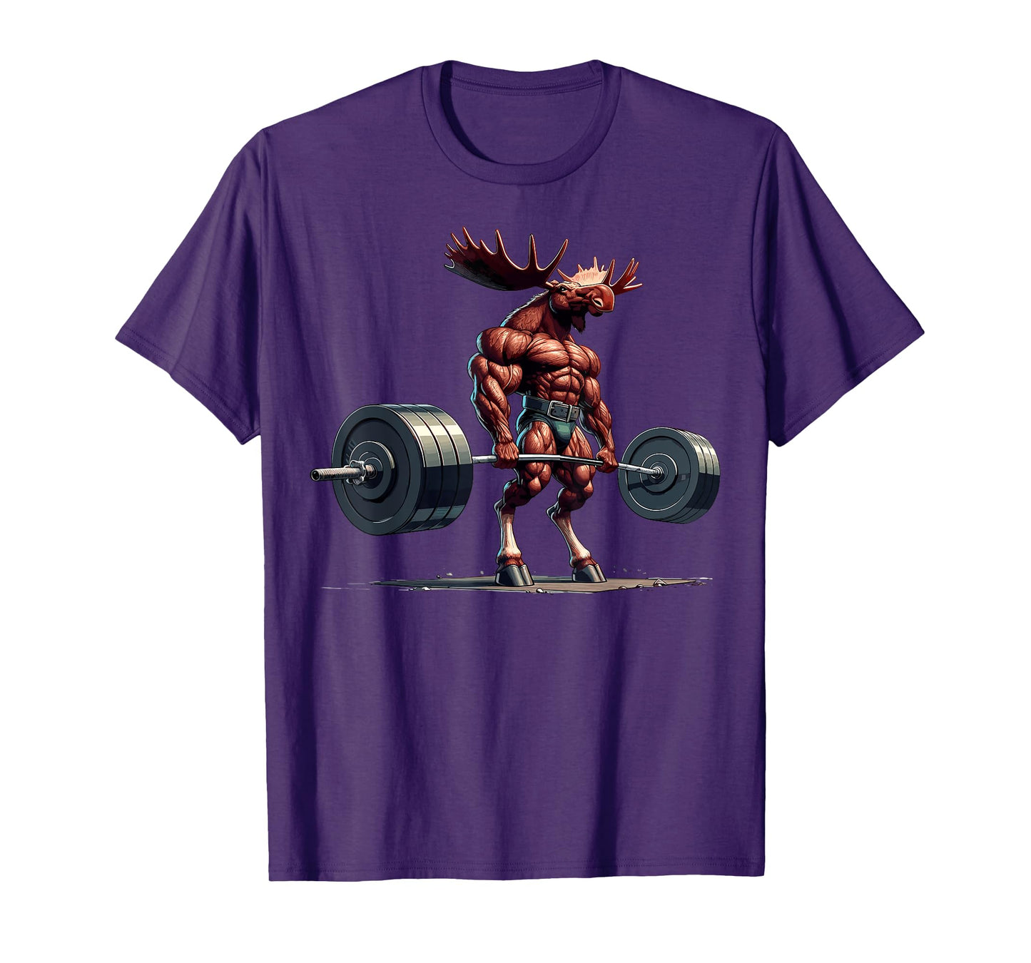 Moose Deadlifting Gym Humour Weightlifting Fitness Workout T-Shirt