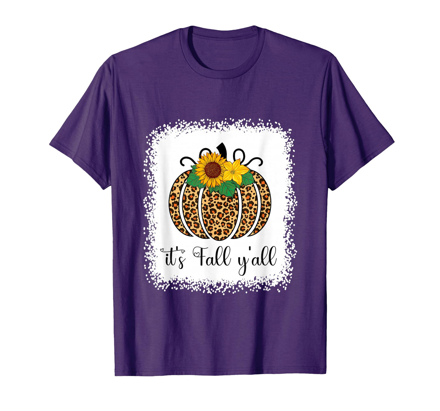 It's Fall Y'all Pumpkin Leopard Print Thanksgiving Halloween T-Shirt