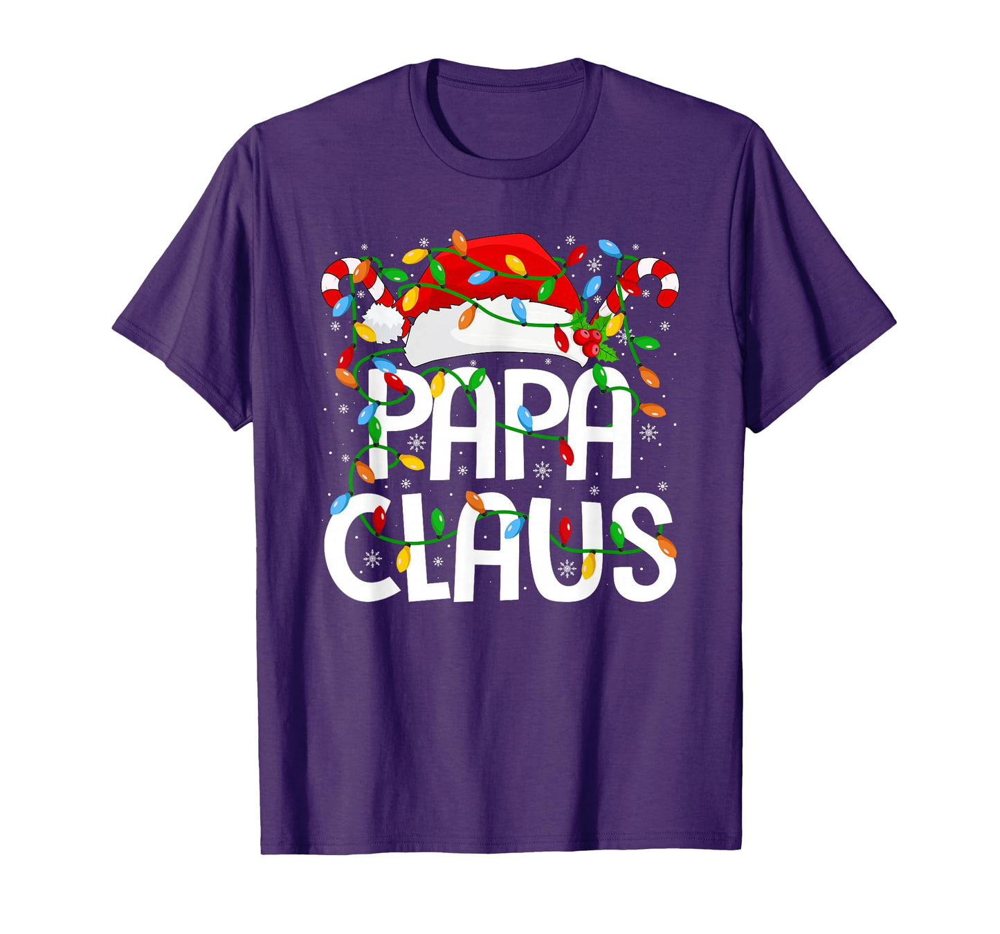 Papa Claus Xmas Lights Matching Family Santa Christmas T-Shirt