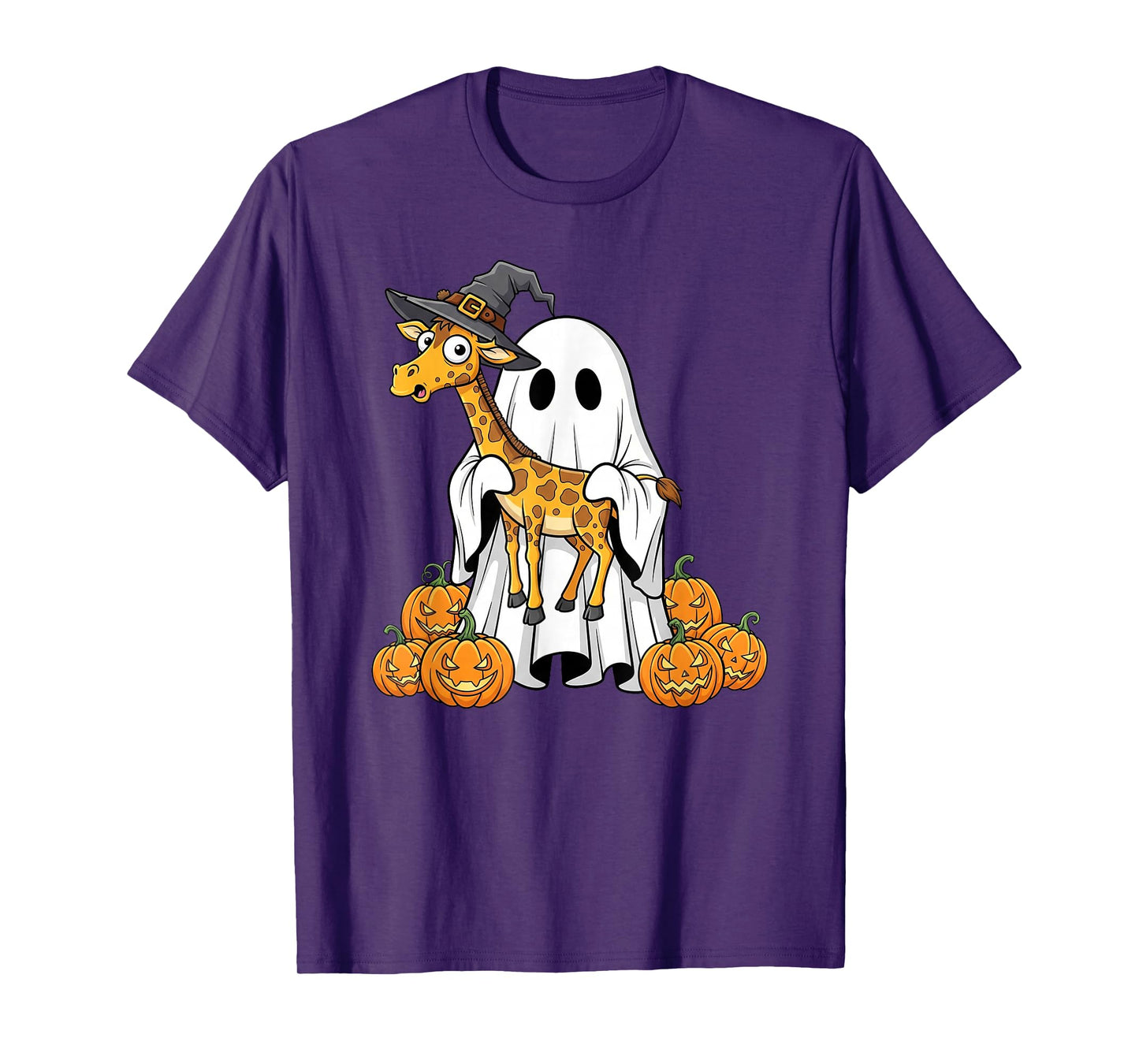 Funny Ghost Giraffe Pumpkin Halloween Kids Mens Womens T-Shirt