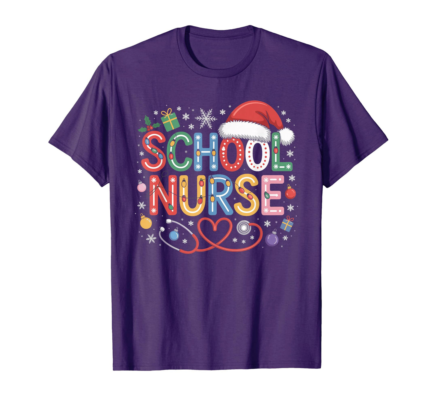 School Nurse Christmas Santa Cap Nursing Humor Xmas T-Shirt