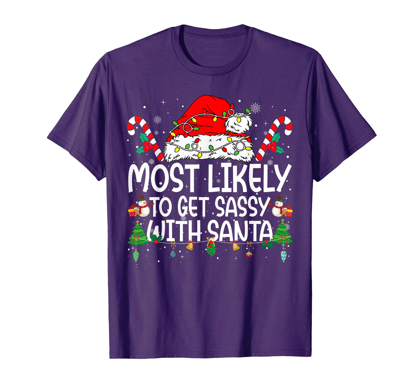 Family Matching Xmas Most Likely to Get Sassy with Santa T-Shirt
