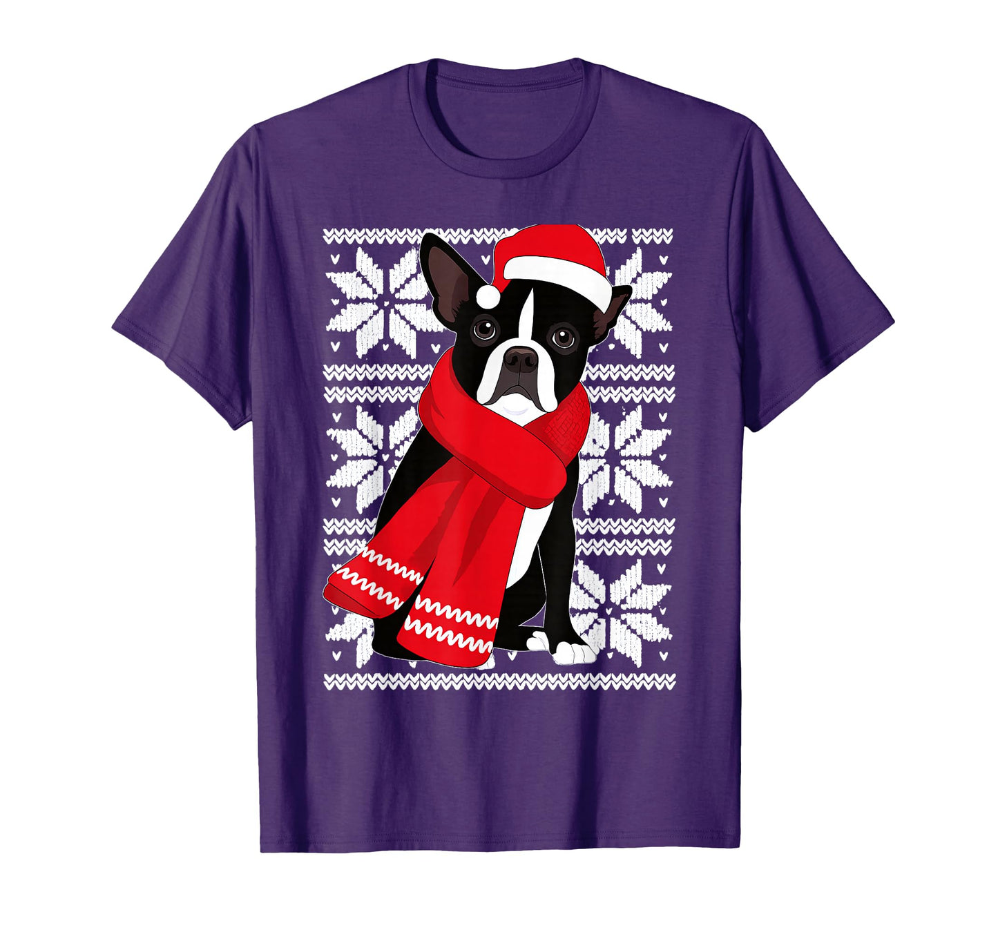 Boston Terrier Ugly Christmas Holiday Dog Lover T-Shirt