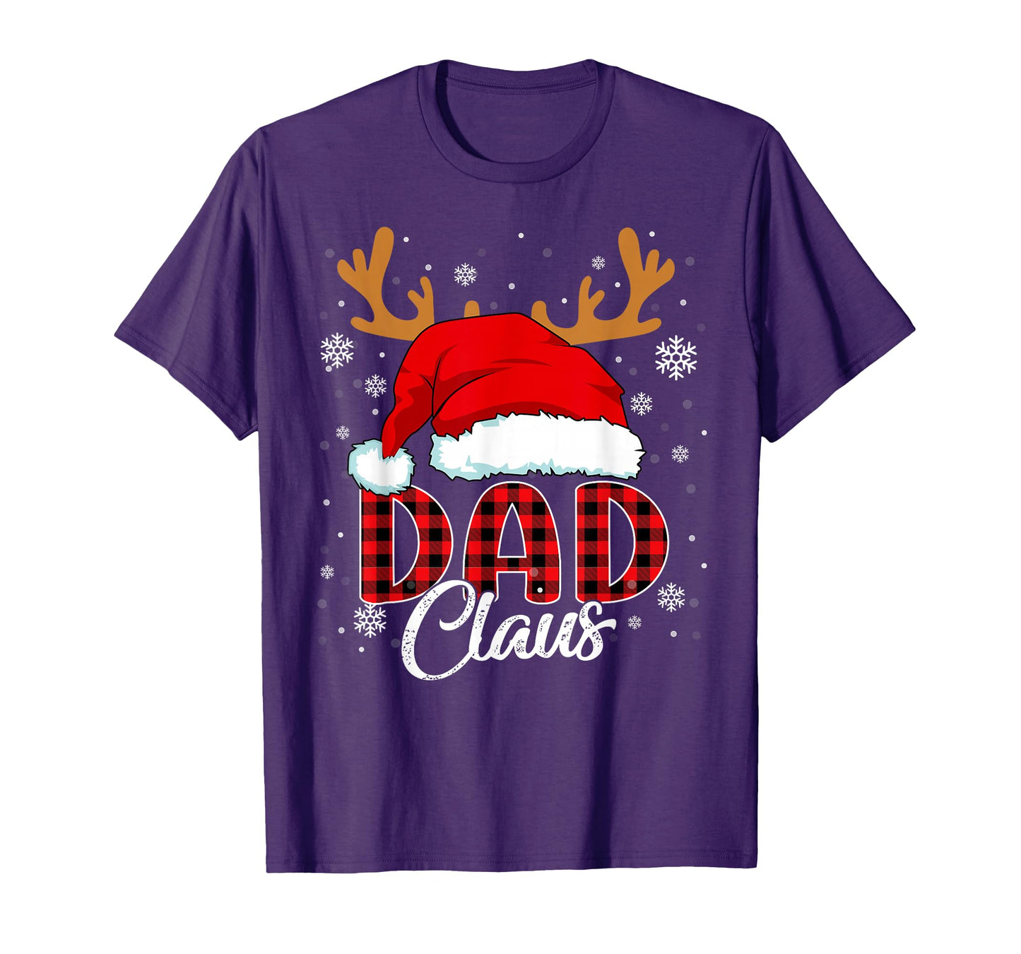 Dad Claus Santa Hat Christmas Red Plaid Matching Family T-Shirt