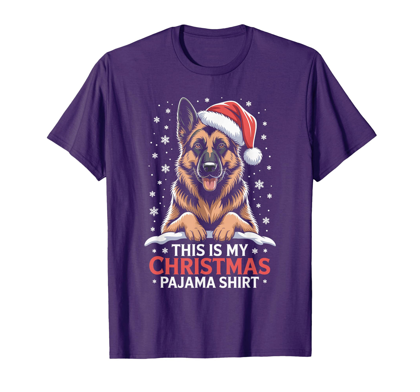 German Shepherd Santa Hat Christmas Dog Holiday Humor T-Shirt
