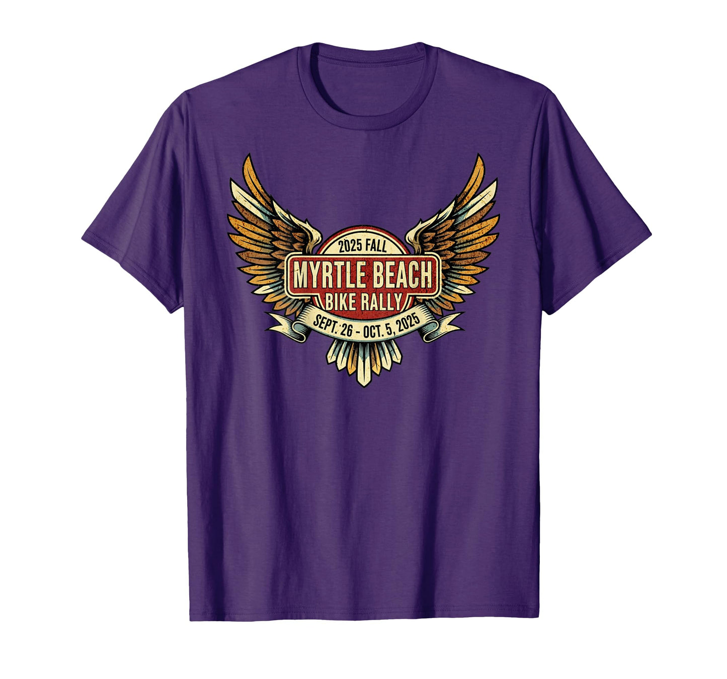2025 Fall Myrtle Beach Bike Rally with Vintage Art ON Back T-Shirt