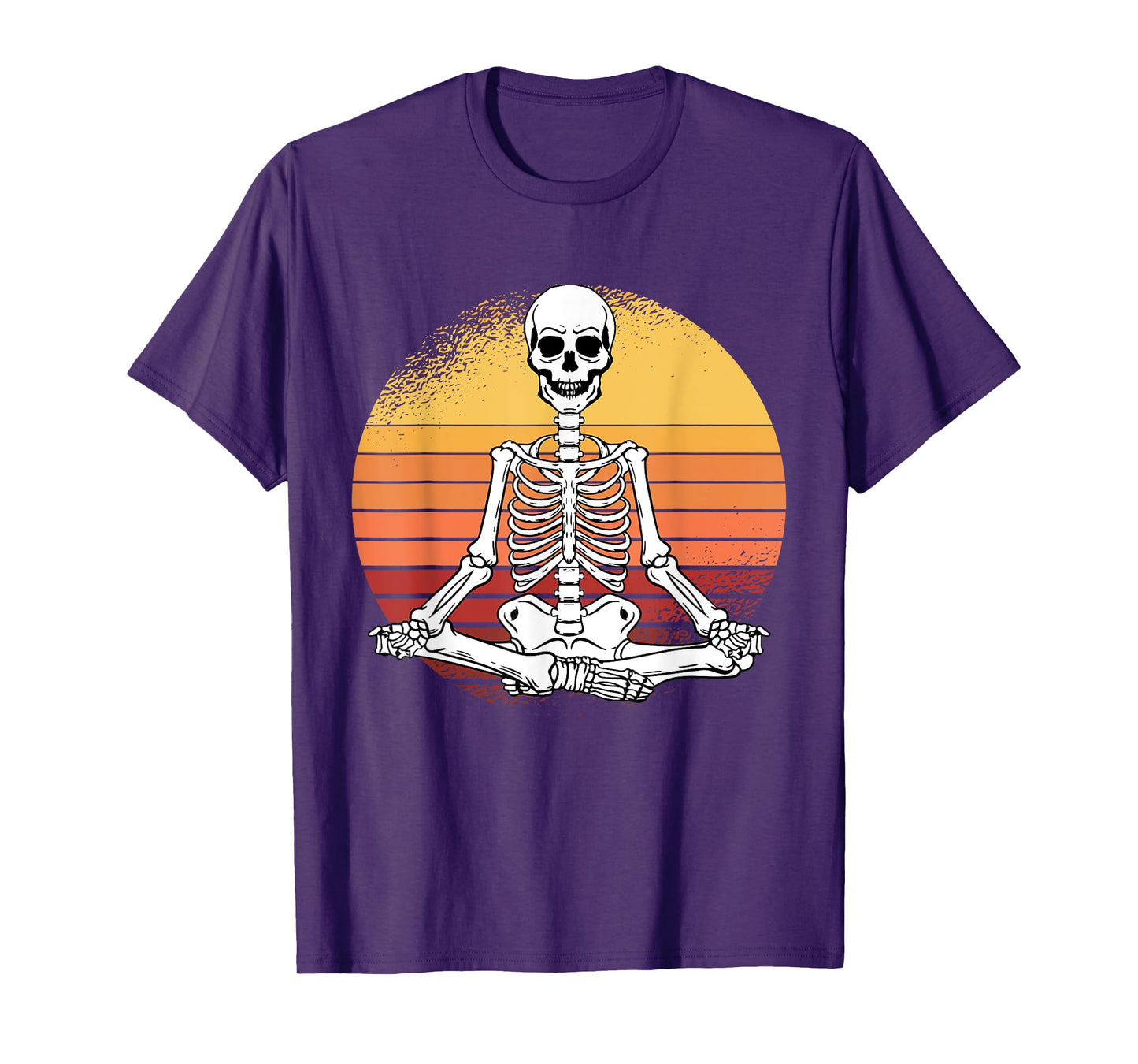 Skeleton Yoga Lazy Halloween Costume Retro Meditation T-Shirt