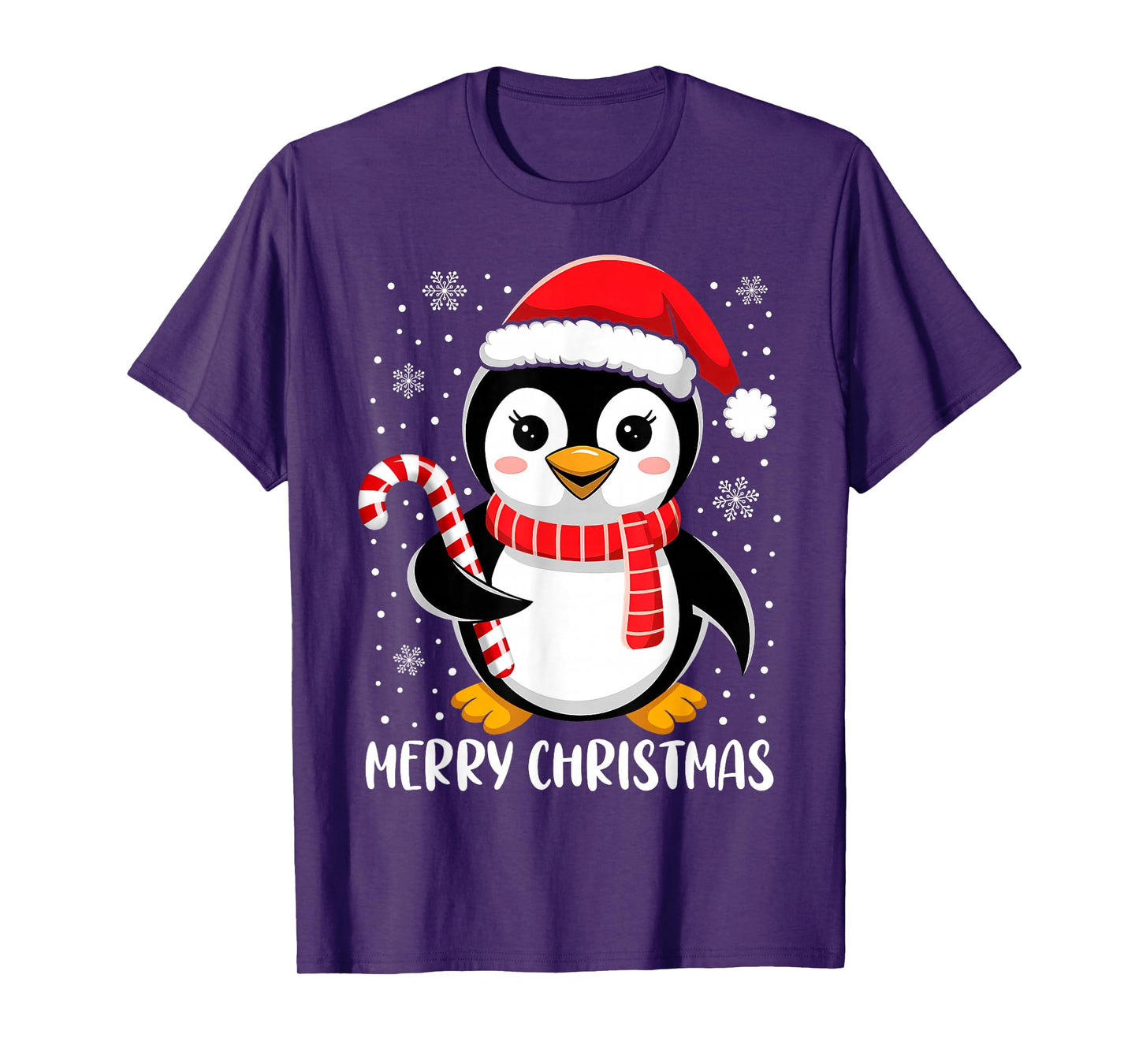Merry Christmas Penguin Santa Hat Xmas Family Men Women T-Shirt