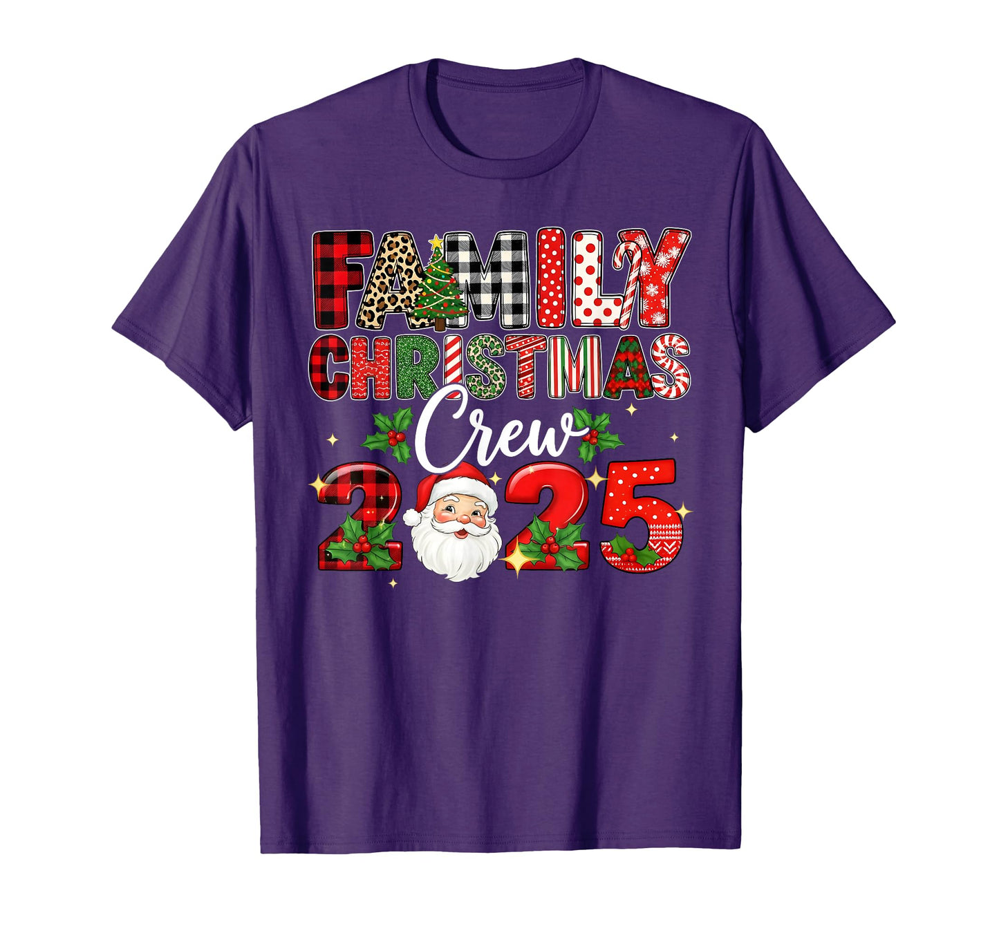 Family Christmas Crew 2025 Xmas Santa Squad Pajamas Holiday T-Shirt
