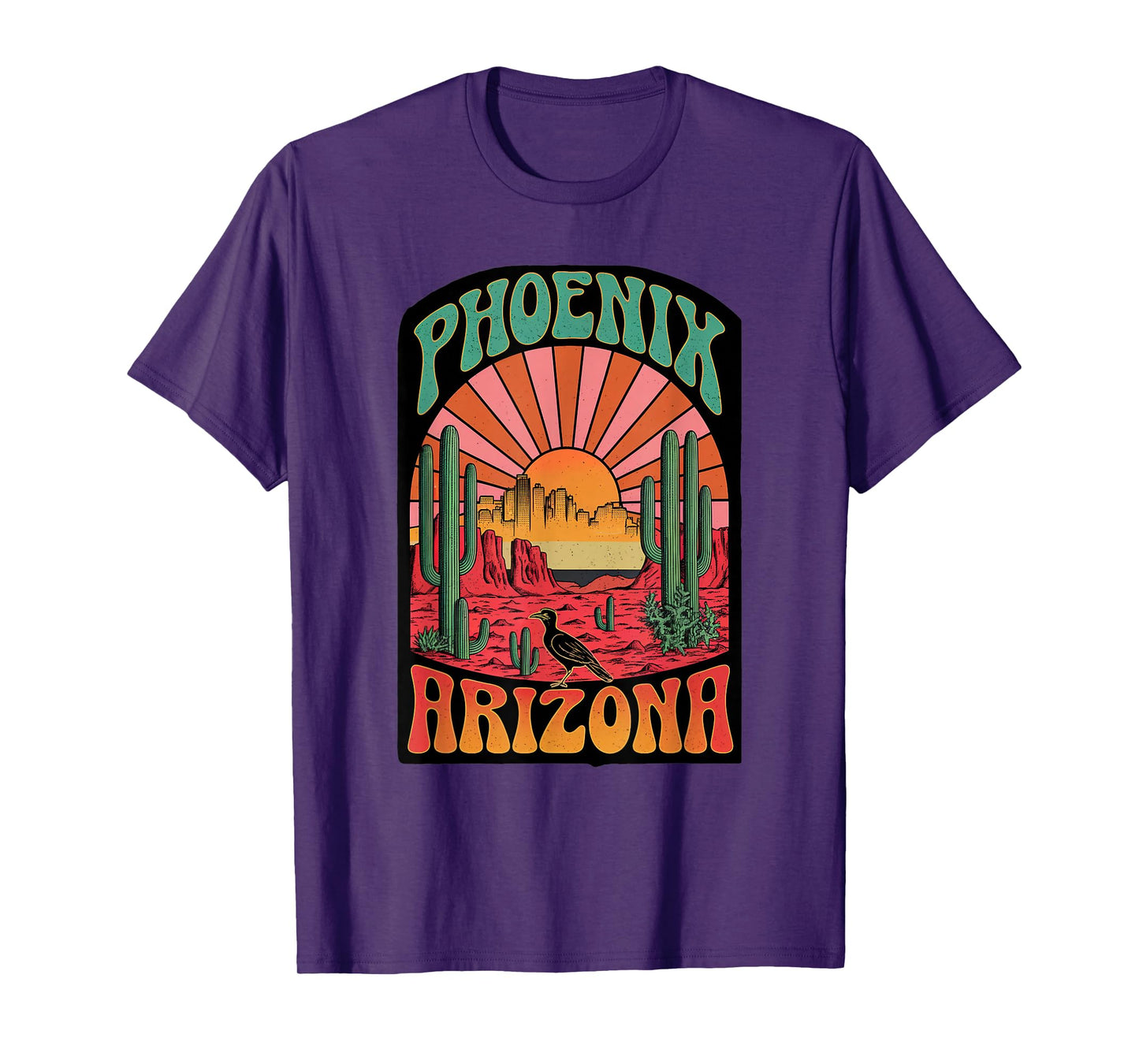 Vintage Phoenix Arizona Skyline Cityscape Retro Style T-Shirt