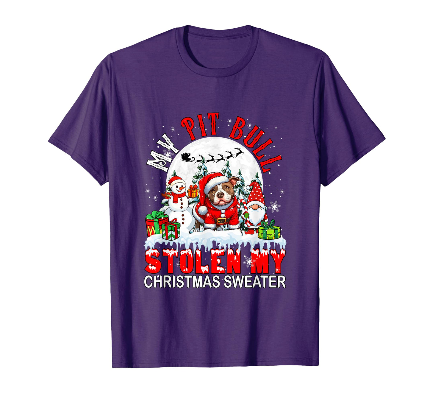 My Pit Bull Stolen My Christmas Sweater Santa Dog Owner T-Shirt