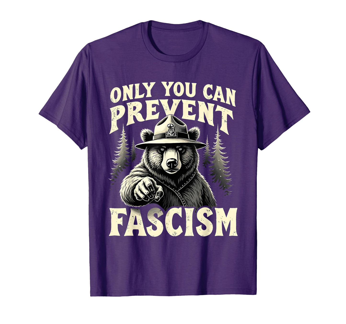 Bear Forest Political Satire Prevent Fascism Vintage Style T-Shirt