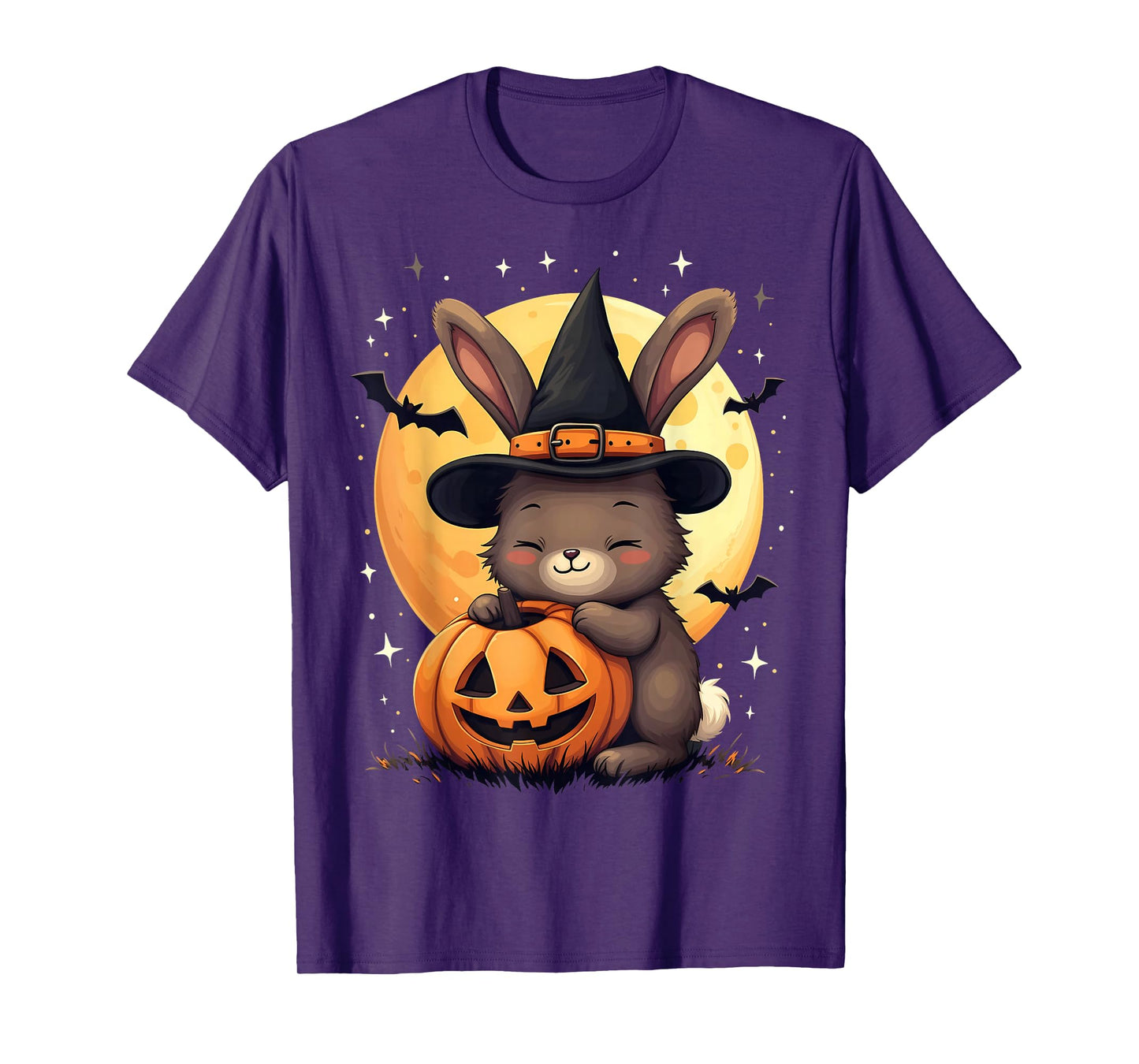 Halloween Bunny Witch Hat Pumpkin Spooky T-Shirt