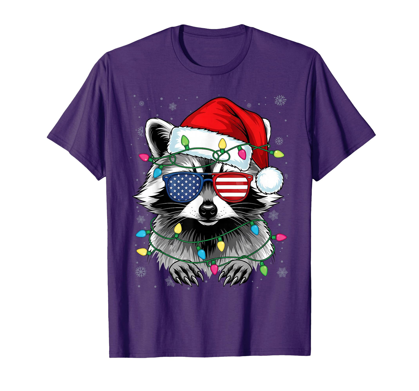 Christmas Lights Raccoon Santa Funny Tree T-Shirt