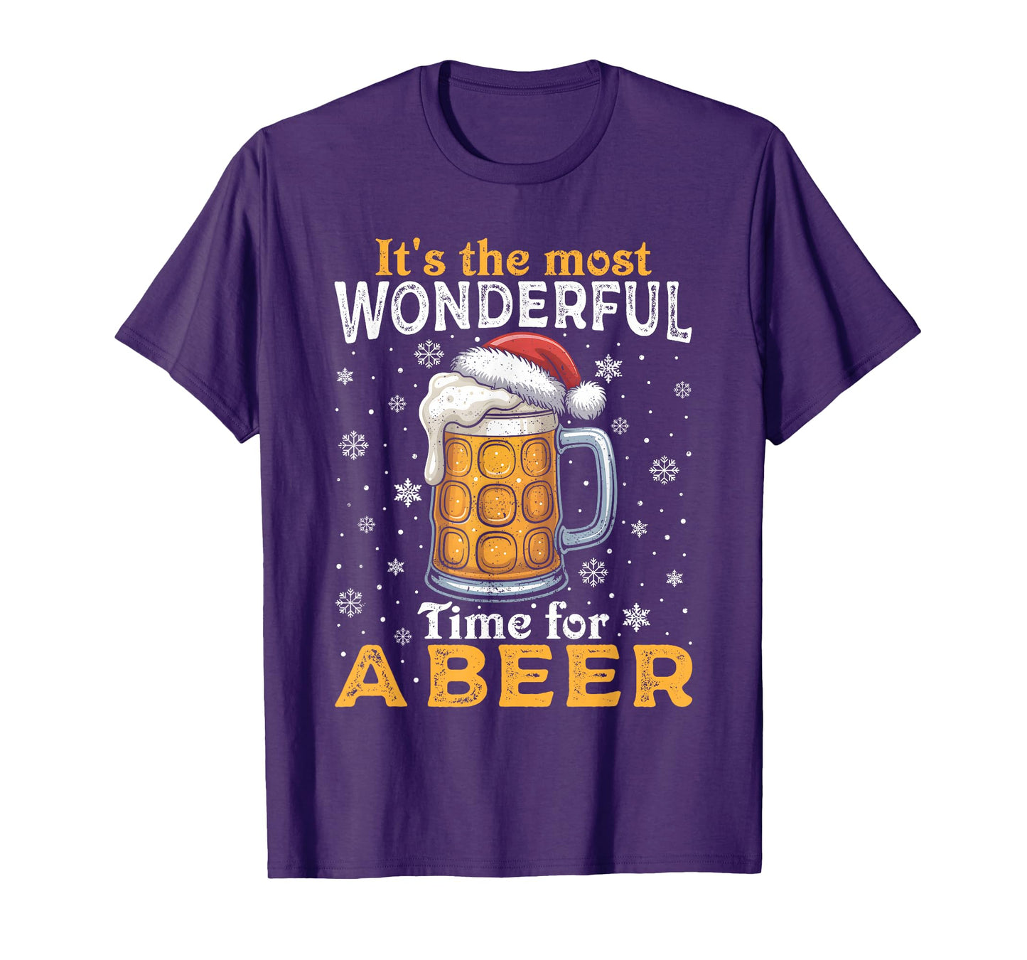 Funny Christmas Pajama Outfit Men Women Beer Mug Santa Hat T-Shirt
