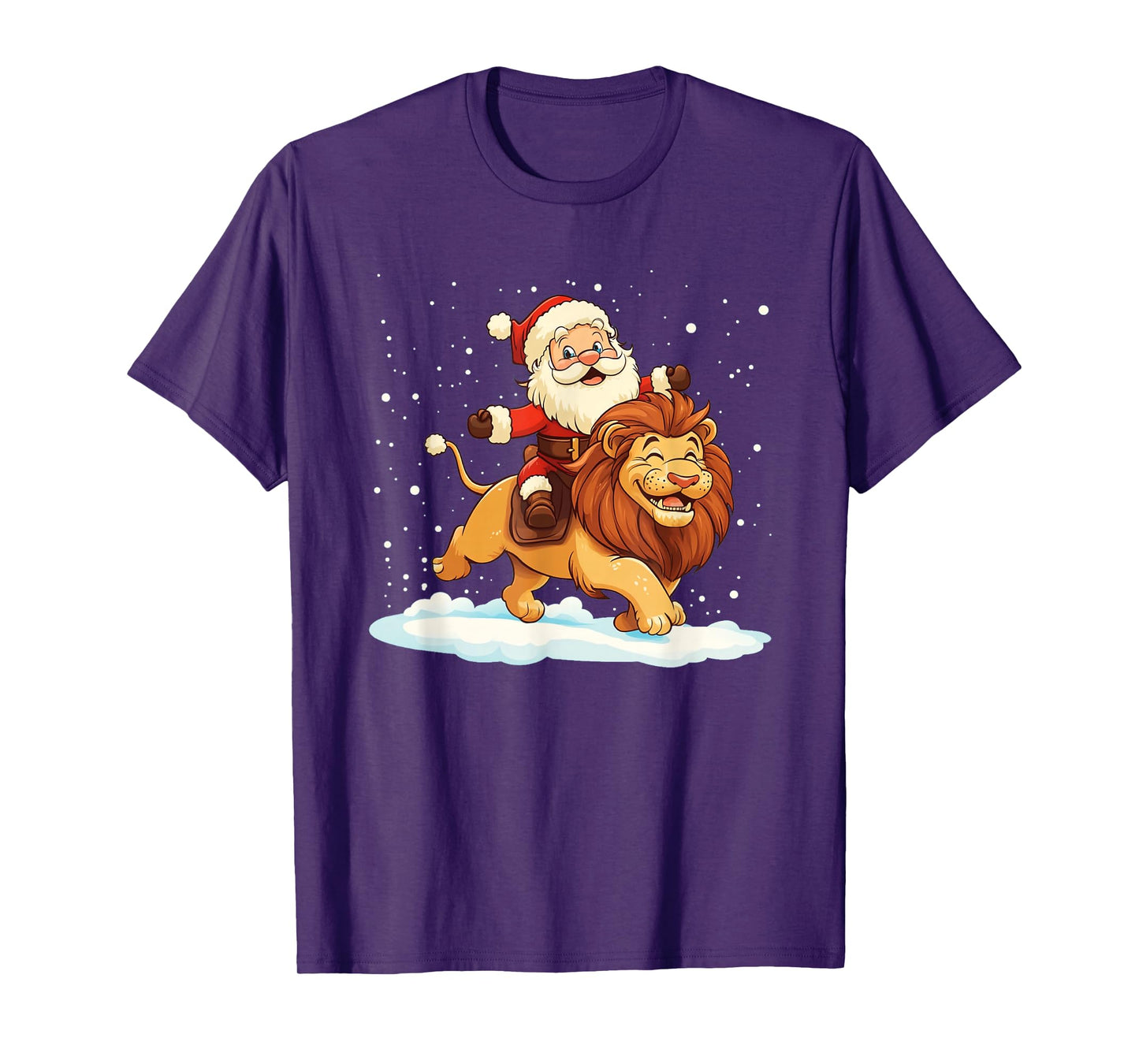 Hilarious Santa Claus on a Festive Lion Adventure T-Shirt