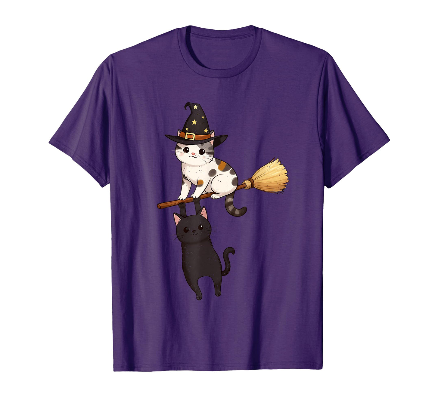 Cat Witch Halloween Cute Kitten Lover Feline Spooky Season T-Shirt