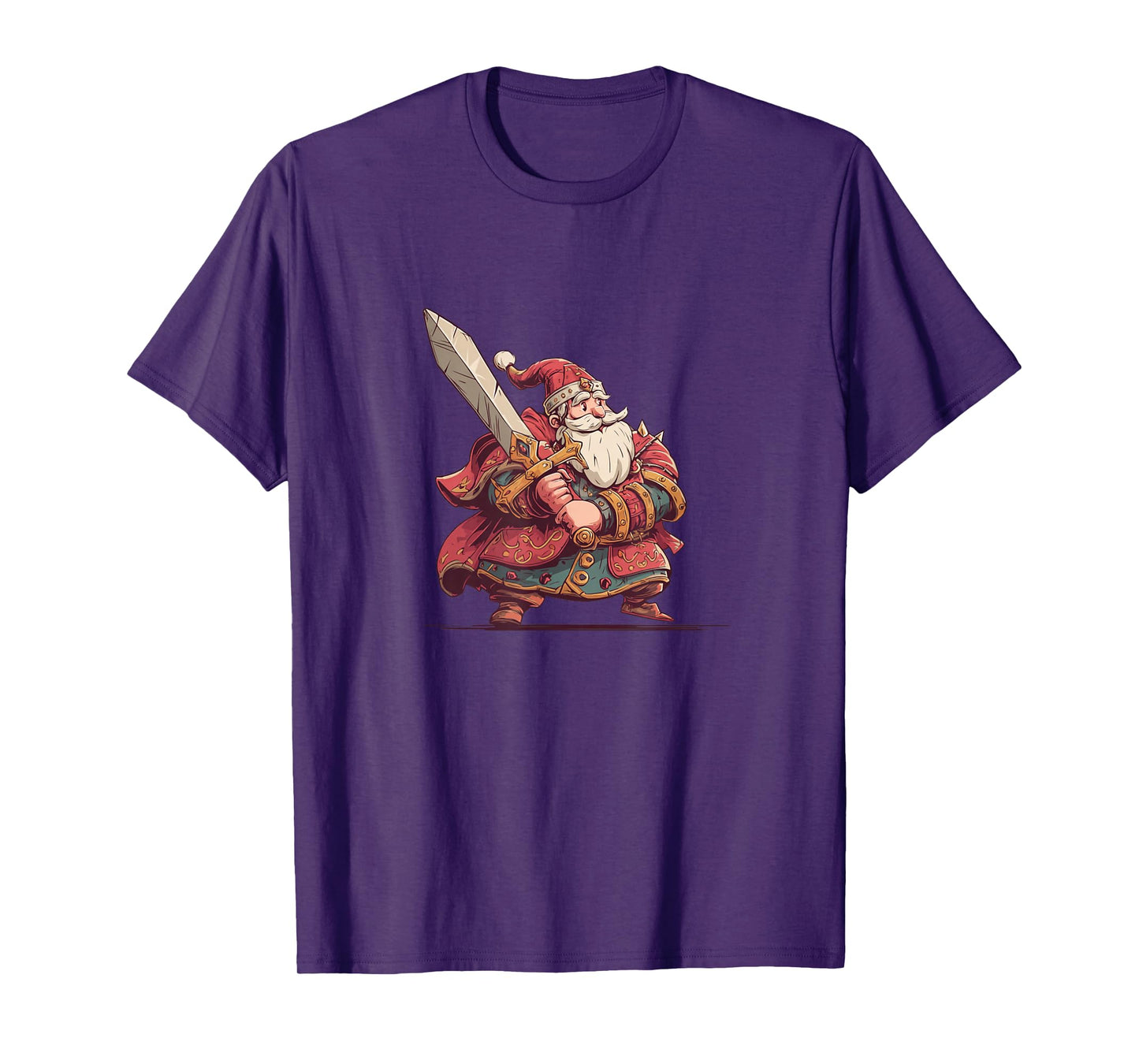 Funny Fantasy World Santa Claus with Medieval Sword T-Shirt