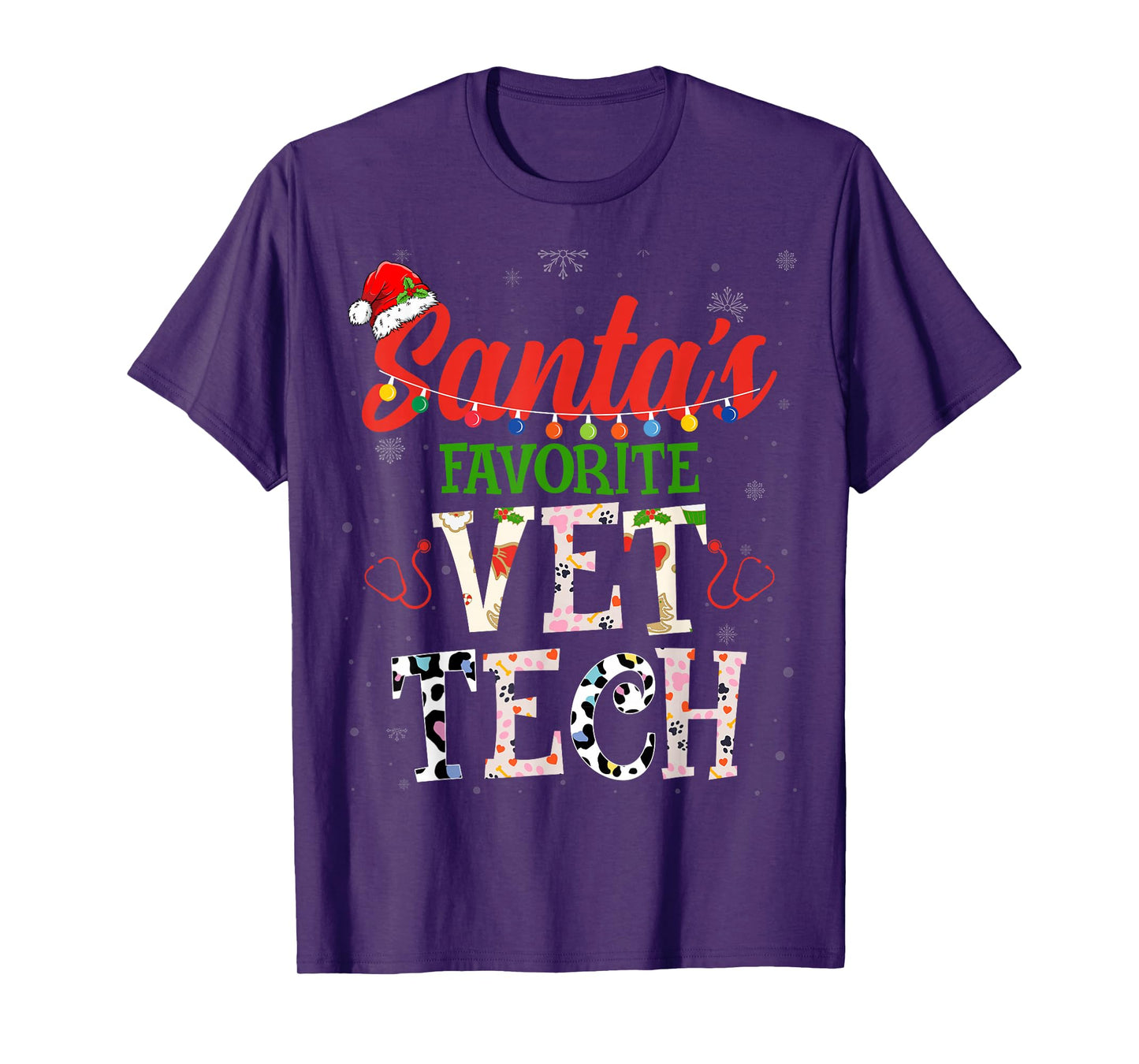 Santa's Favorite Vet Tech Vet Technician Christmas Vet Nurse T-Shirt