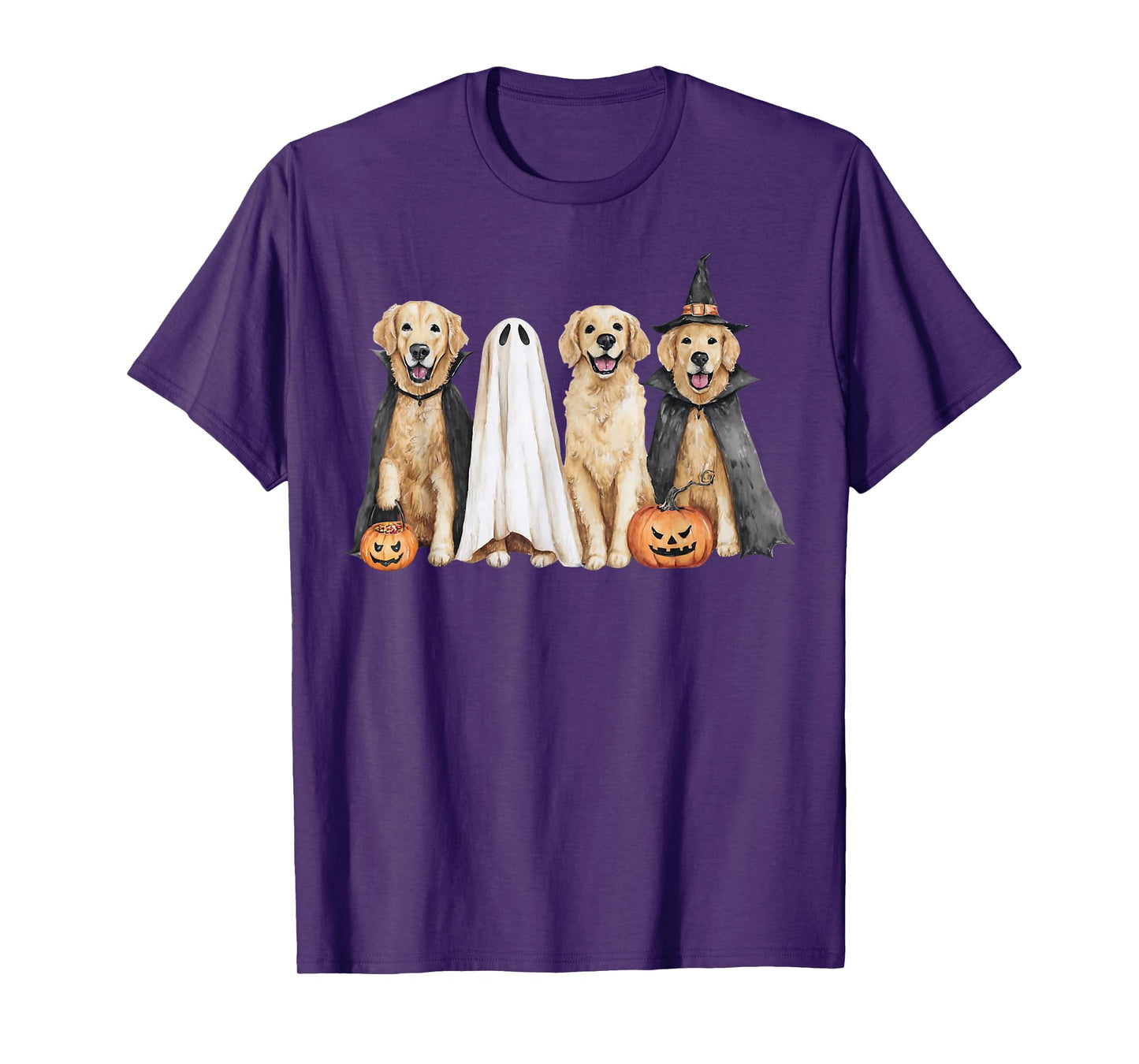 Golden Retriever Ghost Dog Halloween Golden Retriever Witch T-Shirt