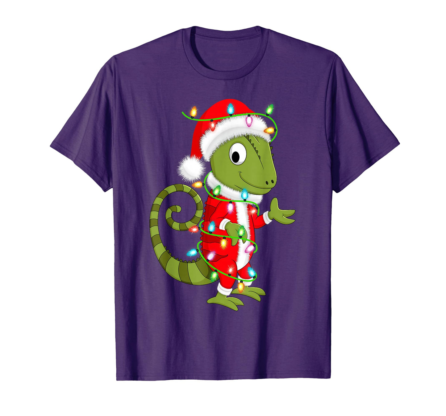 Chameleon Christmas Lights Santa Costume Cute Animal Xmas T-Shirt