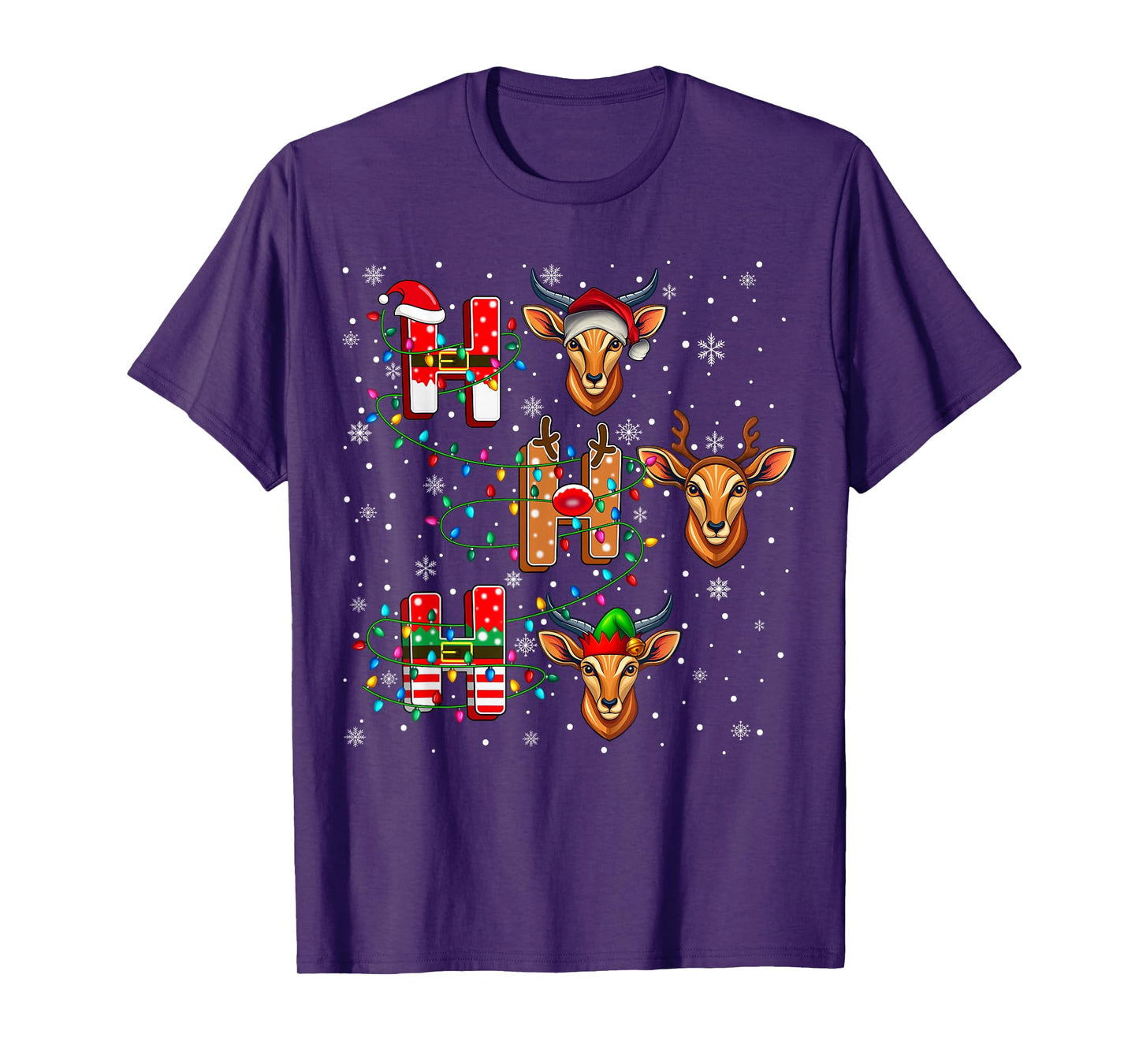 Ho Ho Ho Santa Reindeer Hat Elf Chamois Animal Christmas T-Shirt