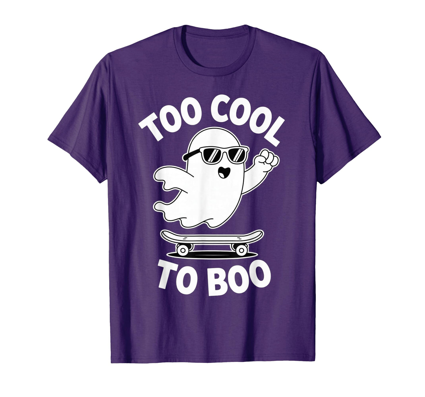 Funny Ghost On Skateboard Retro Halloween Costume Kids Boys T-Shirt
