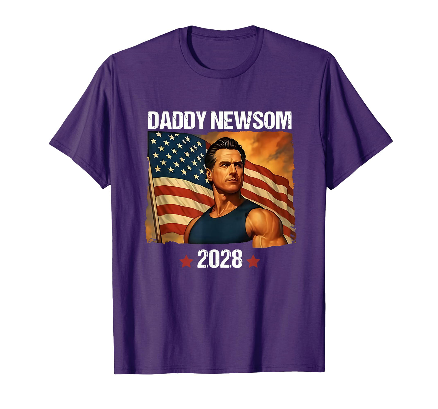 Gavin Newsom 2028 Political Satire Muscle American Patriot T-Shirt