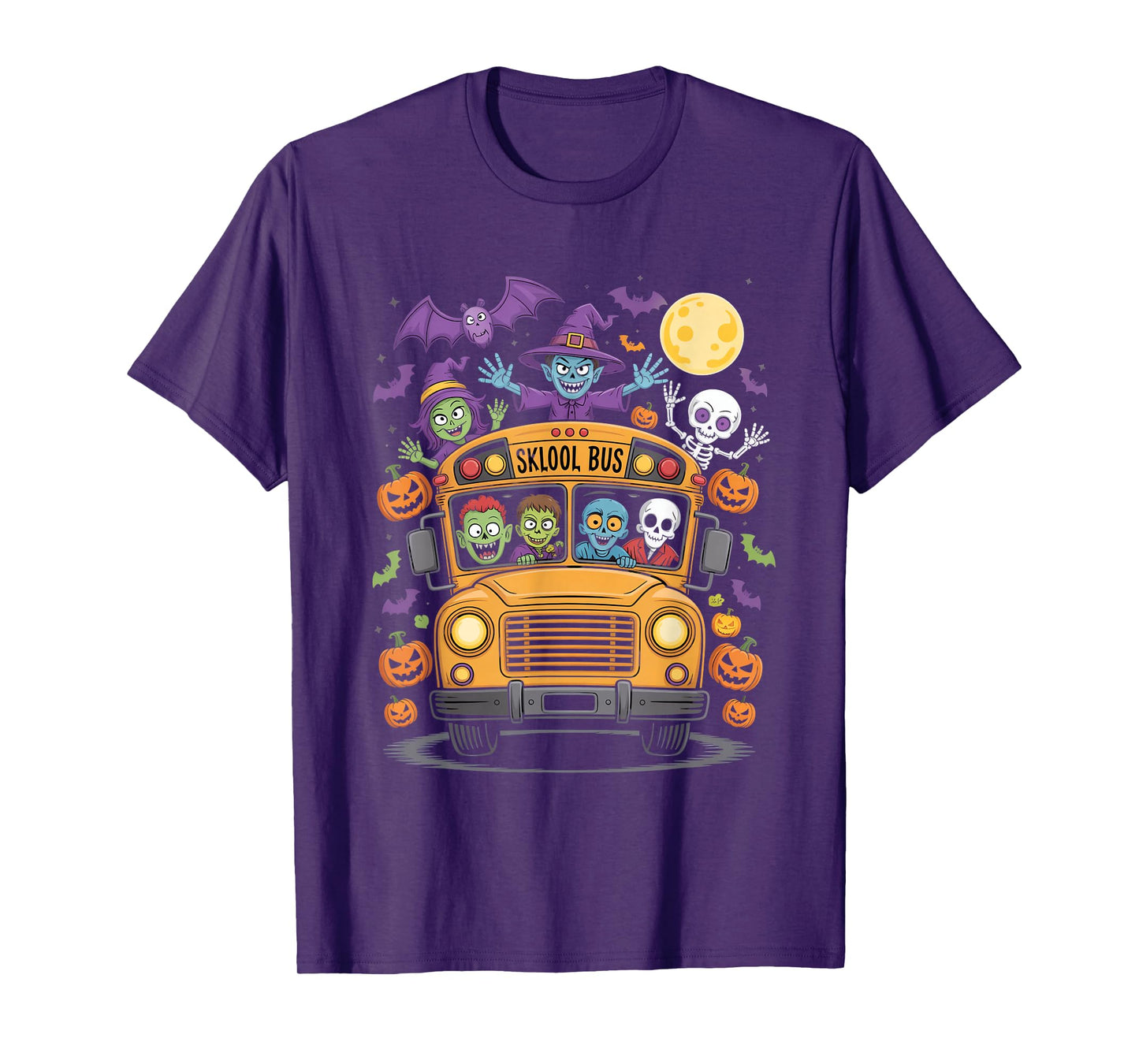 Halloween Sklool Bus Monster Kids Spooky Ride Night T-Shirt