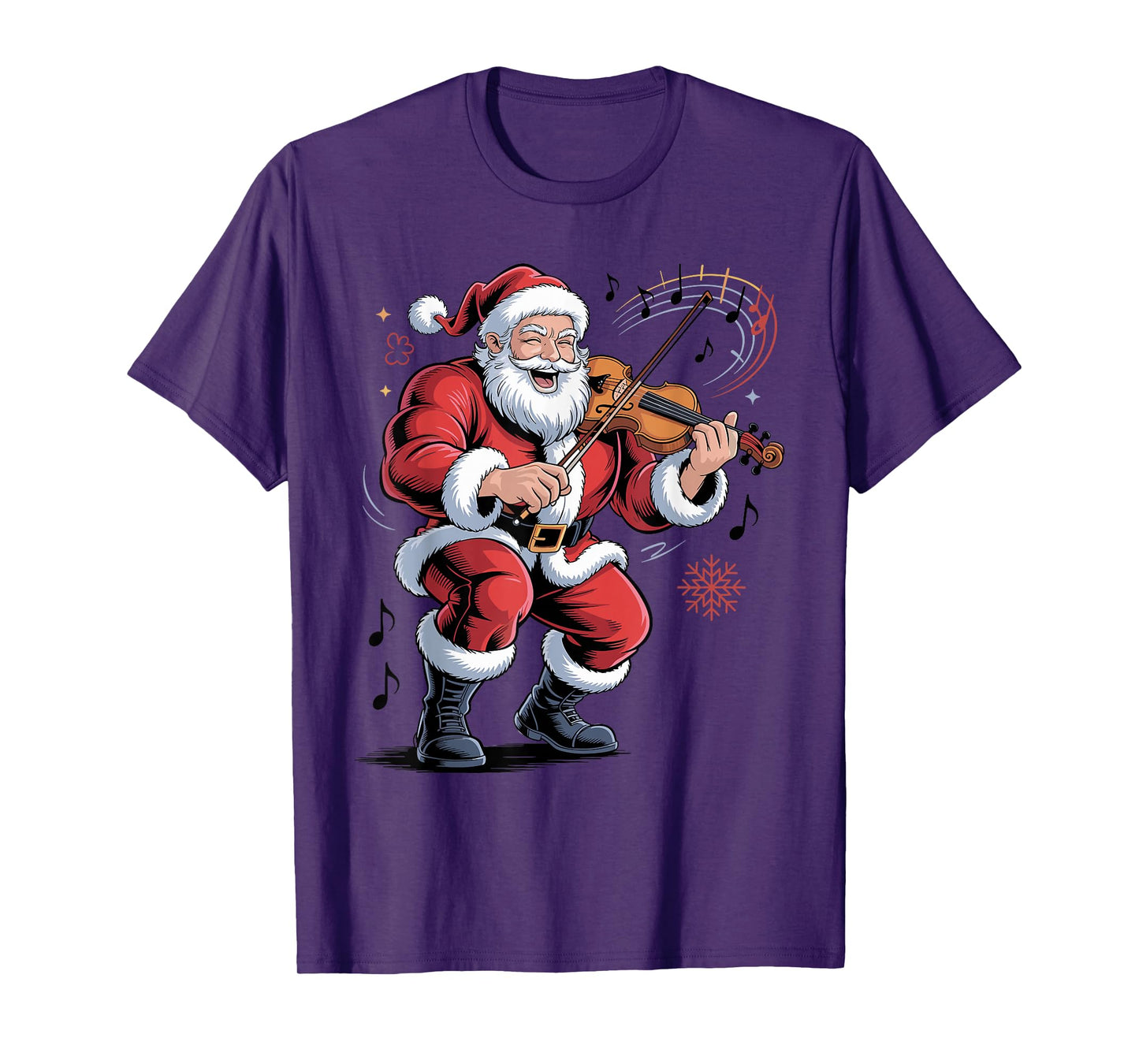 Santa Playing Violin Funny Holiday Christmas Xmas Pajama T-Shirt