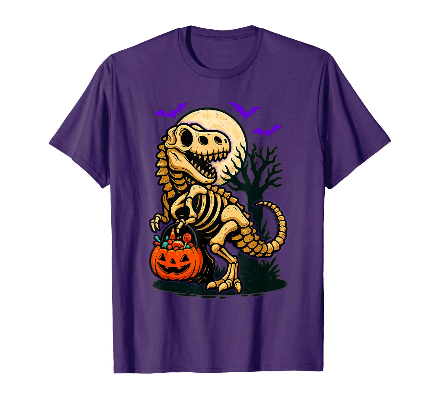 Dinosaur Skeleton Trick Or Treat Halloween T-rex Boys Girls T-Shirt