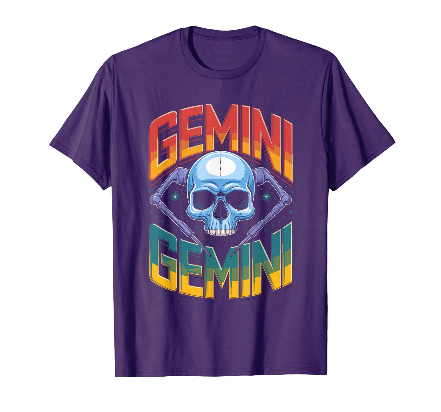 Gemini Witchcraft Zodiac Signs Art Skull Constellation T-Shirt