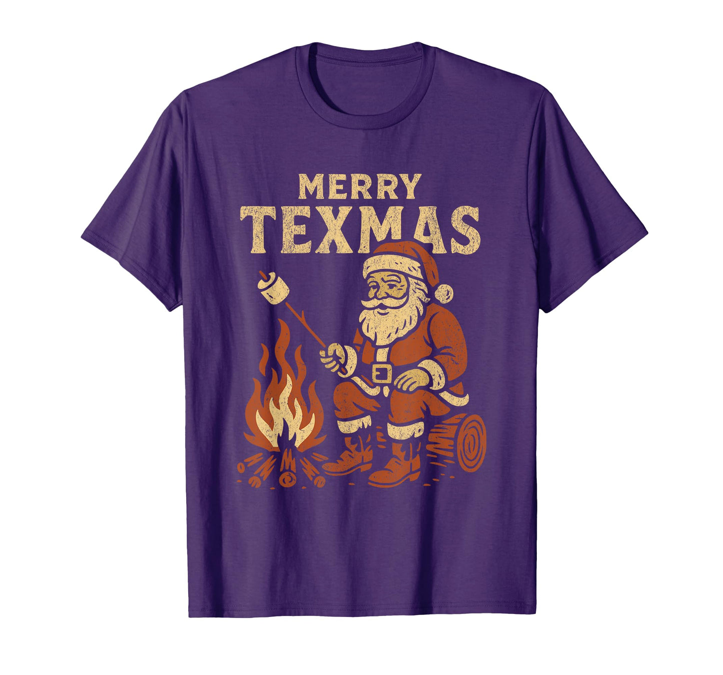 Merry Texmas Vintage Santa Roasting Marshmallows T-Shirt