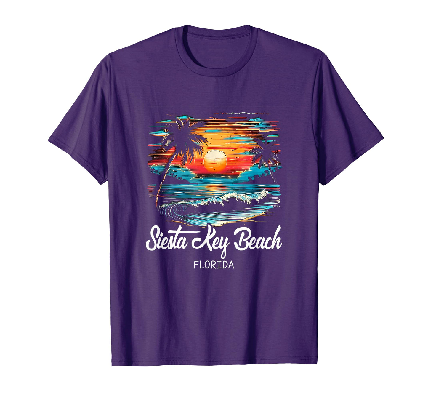 Family Vacation Retro Sunset Florida Siesta Key Beach T-Shirt