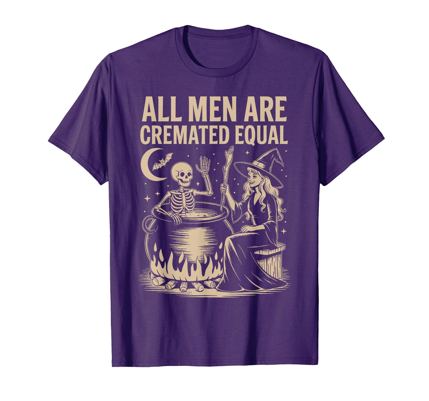All Men are Cremated Equal Funny Halloween Witch Skeleton T-Shirt