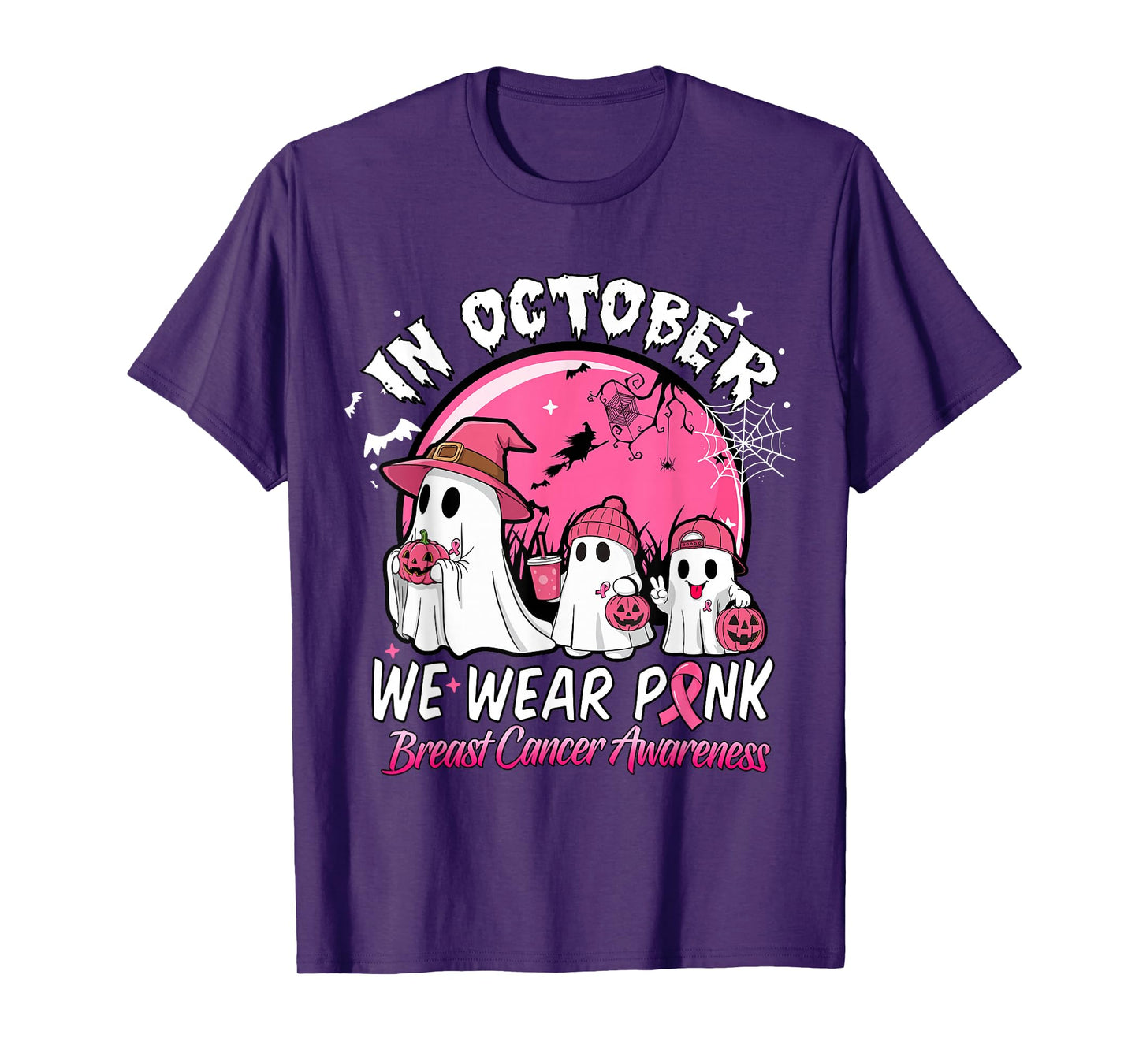 Breast Cancer s Women Halloween October Wear Pink T-Shirt