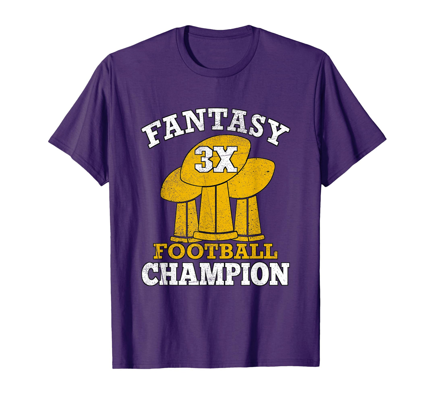 Fantasy Football 3x Champion Three Time Champ Fantasy Winner T-Shirt