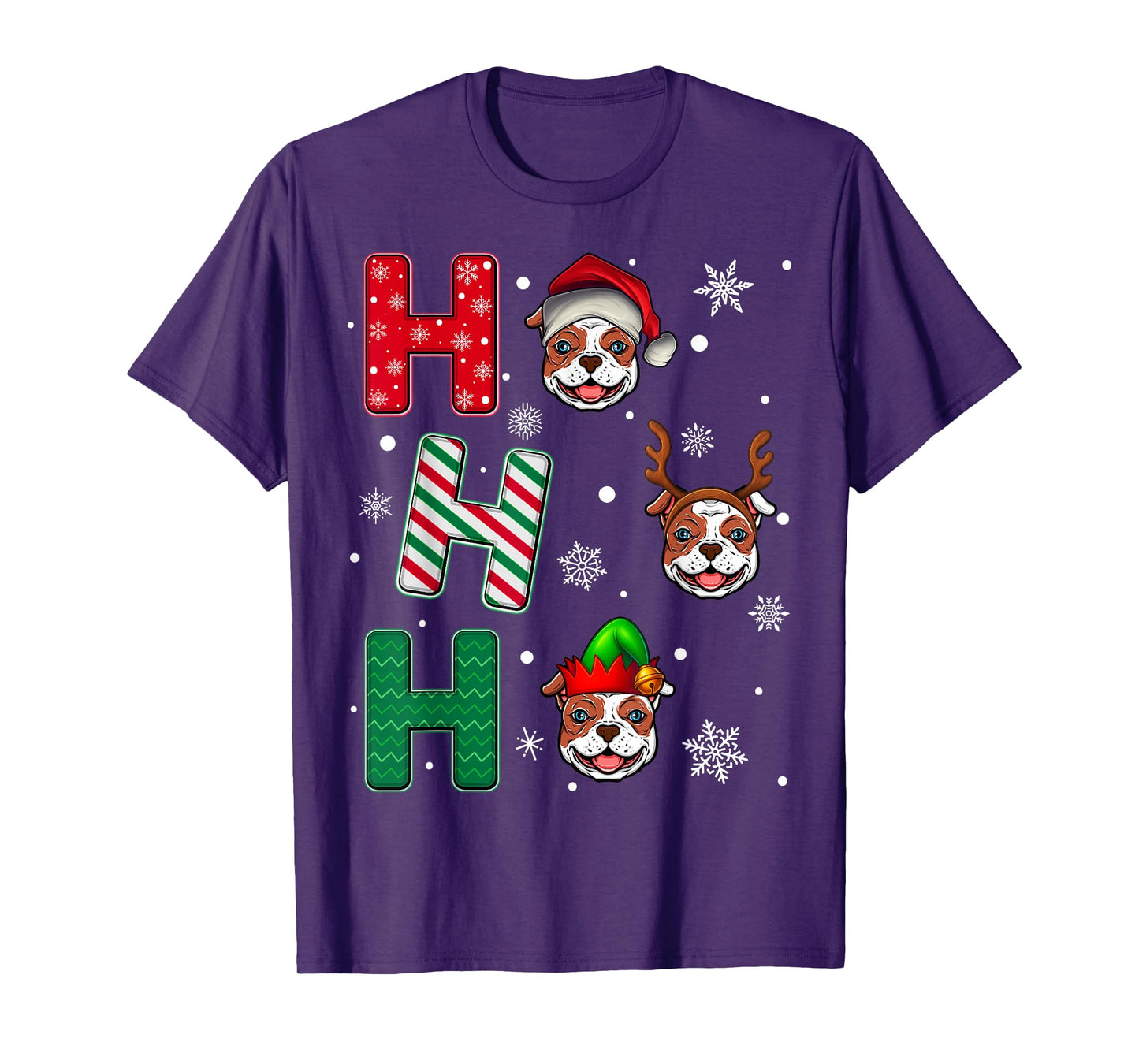 Ho Ho Ho American Bulldog Dog Lover Christmas Santa Elf Xmas T-Shirt