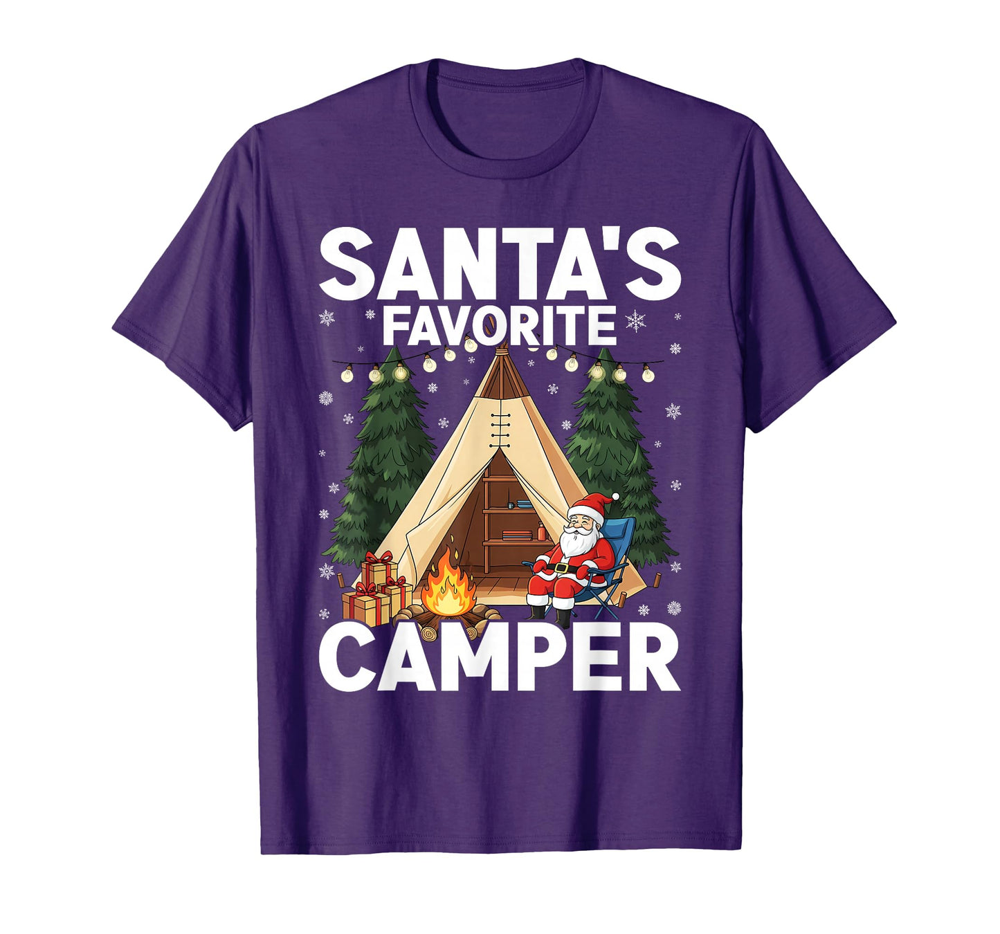 Christmas in July Santas Favorite Camper Camping Lover Funny T-Shirt