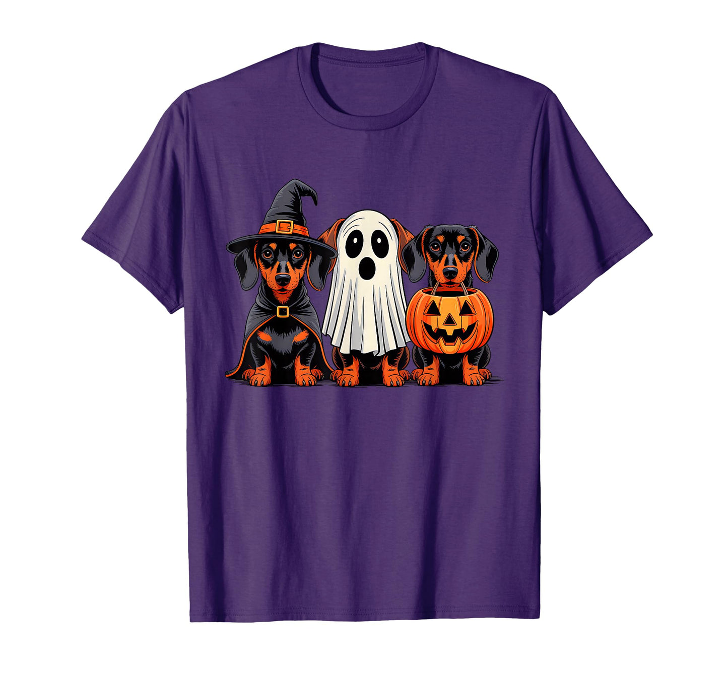 Dachshund Halloween Funny Wiener Dog Pumpkin Weenie Witch T-Shirt