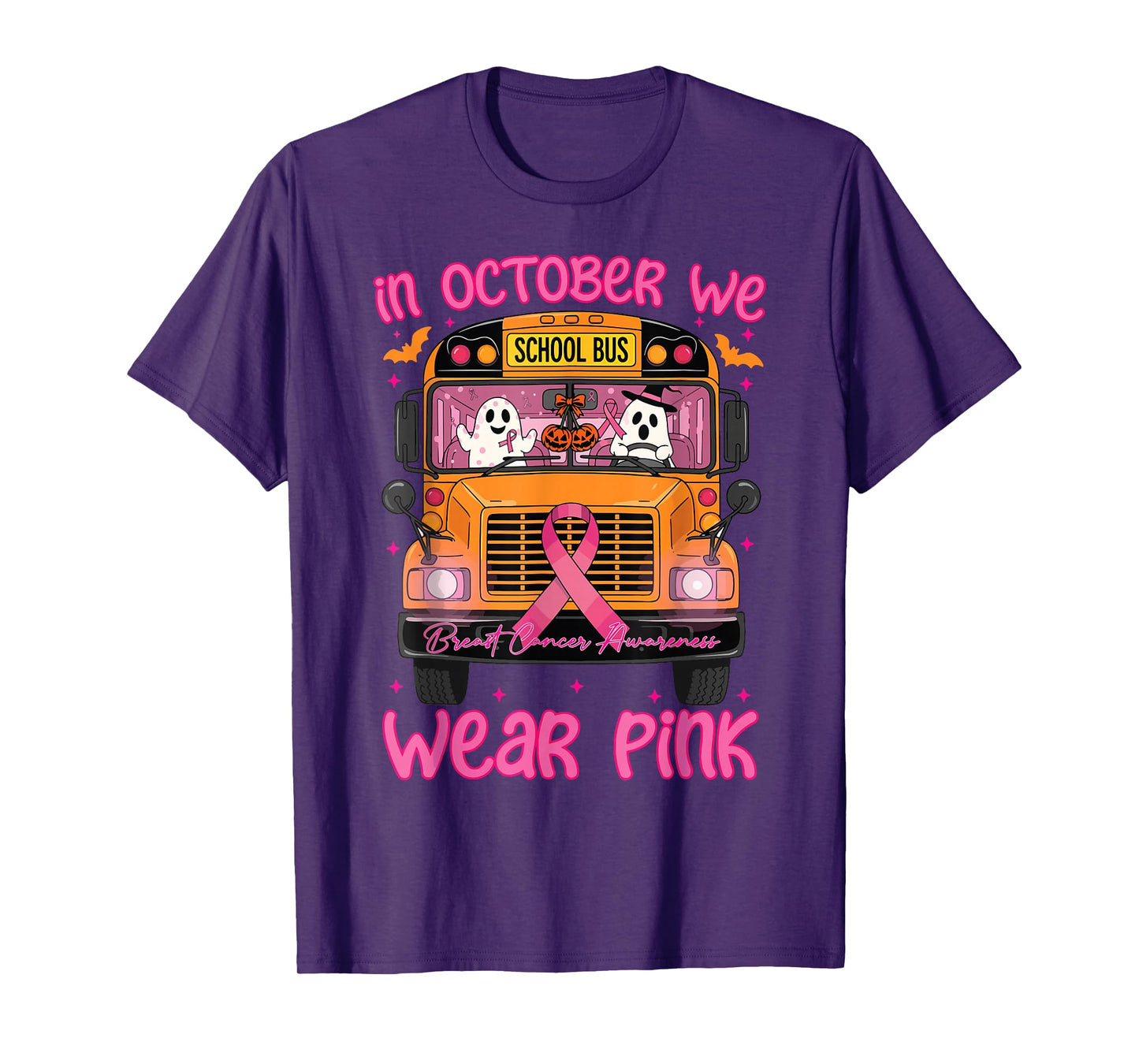 Halloween October We Wear Pink Breast Cancer Awareness Ghost T-Shirt