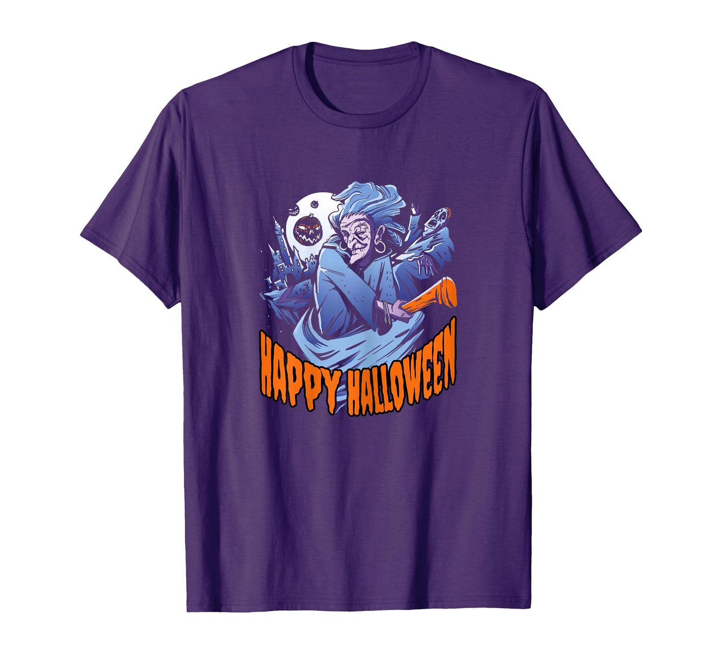Witch Broom Castle Happy Halloween T-Shirt