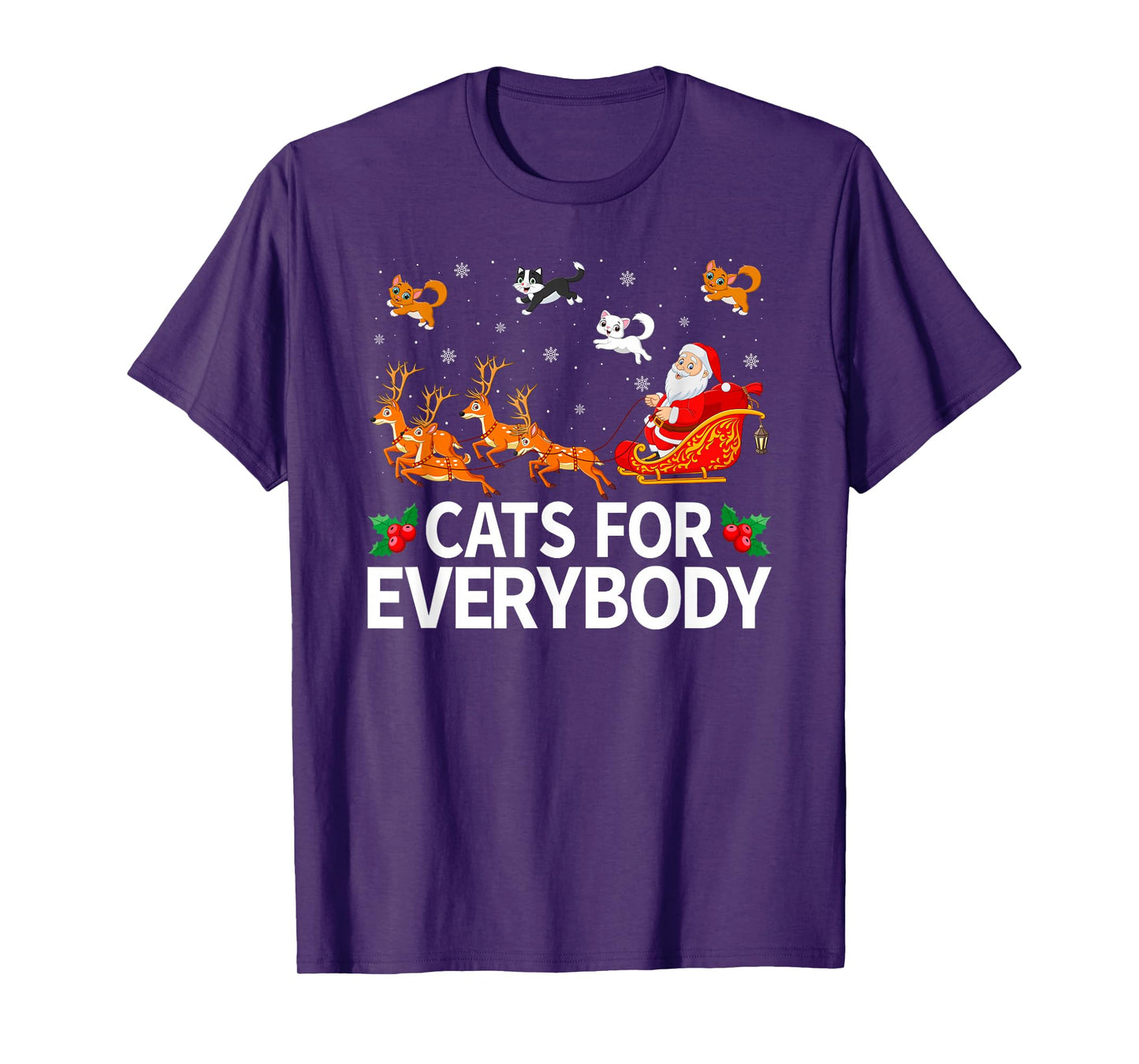 Cats for Everybody Xmas Pajamas Santa Sleigh Cat Christmas T-Shirt