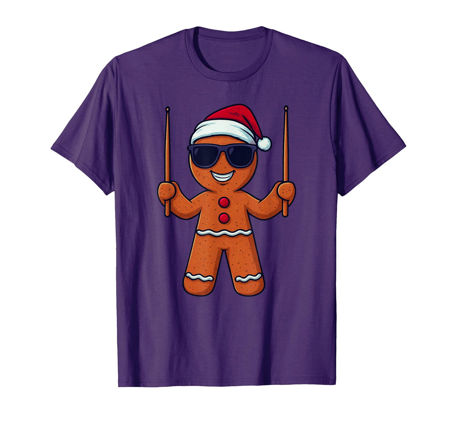 Gingerbread Playing Drums Christmas Vintage Funny Drummer T-Shirt