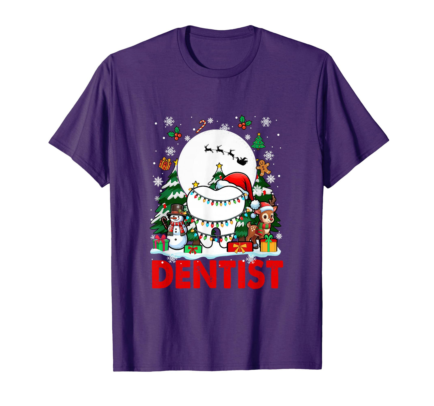 Dentist Job Tools Santa Snowmen Reindeer Christmas Trees T-Shirt