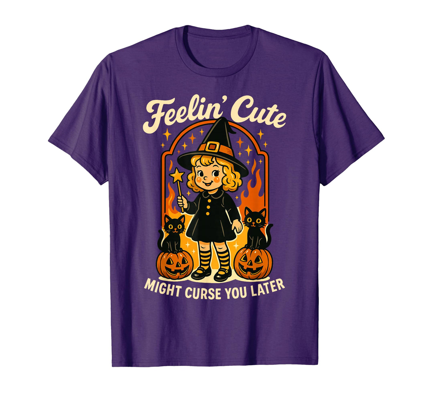 Feeling’s Cute Might Curse You Later Halloween Black Cat T-Shirt